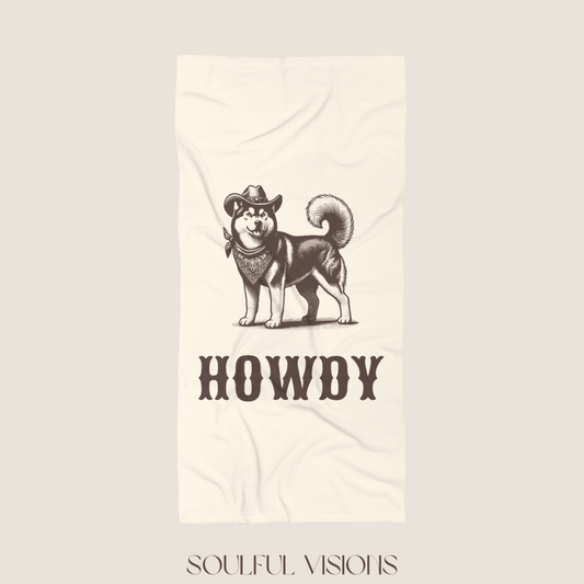 Howdy Husky Beach Towel