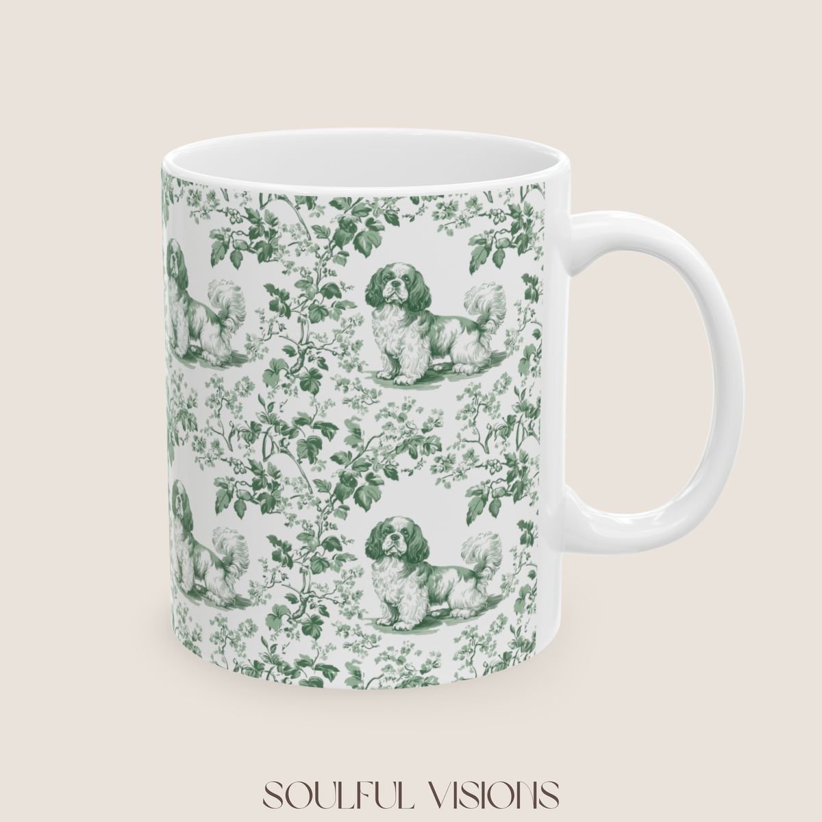Cavalier King Charles Spaniel French Pastel Toile de Jouy Mug