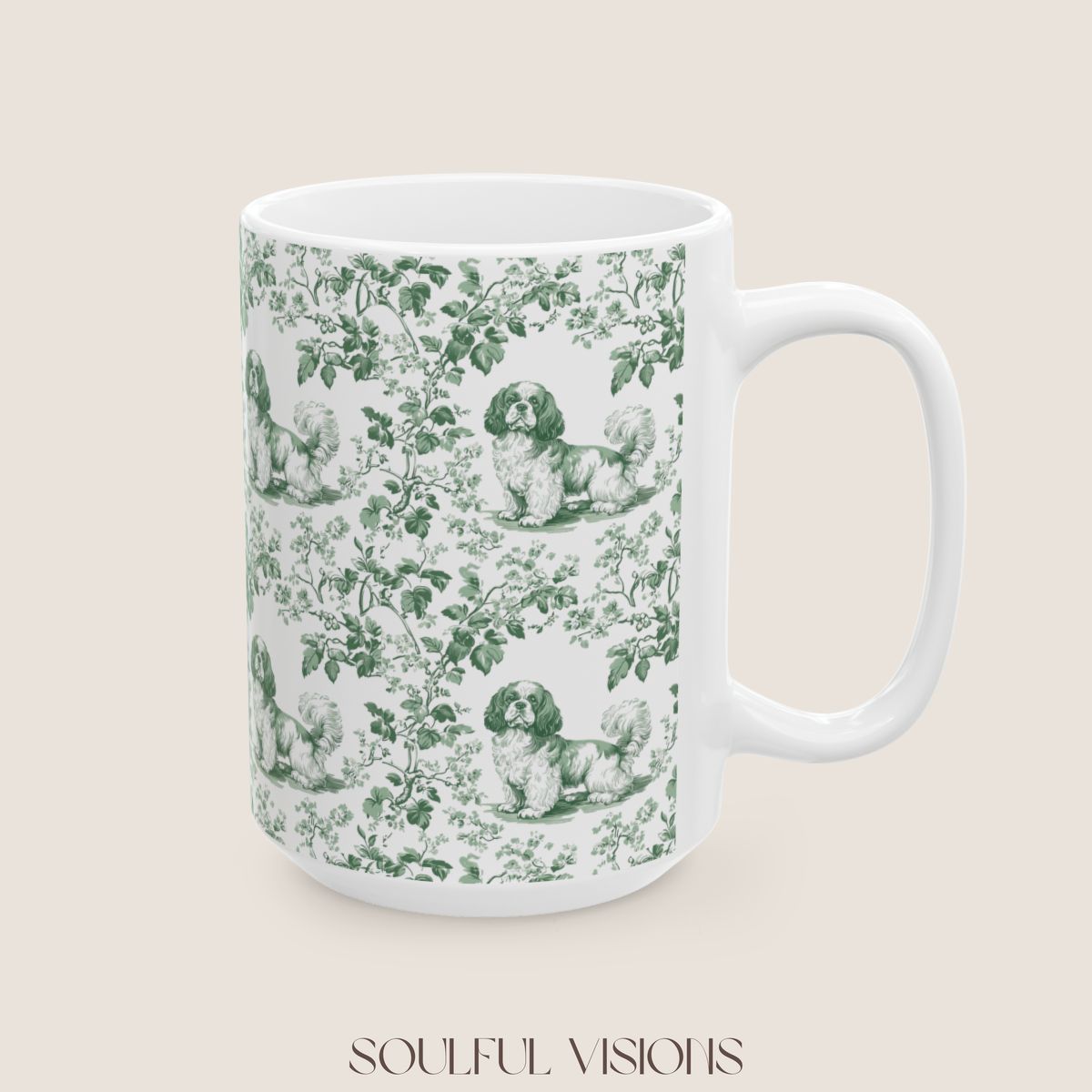 Cavalier King Charles Spaniel French Pastel Toile de Jouy Mug
