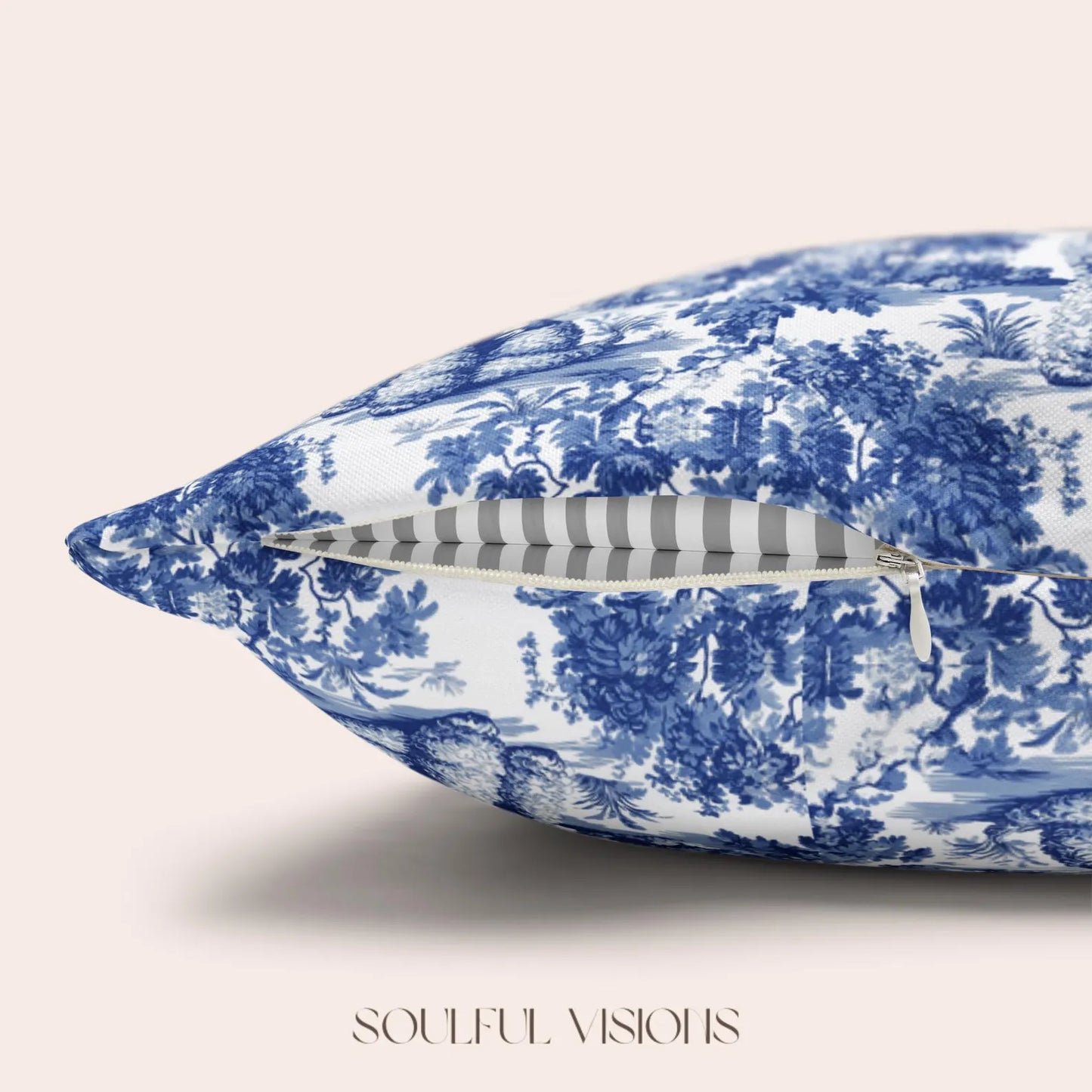Poodle Blue French Toile Pillow