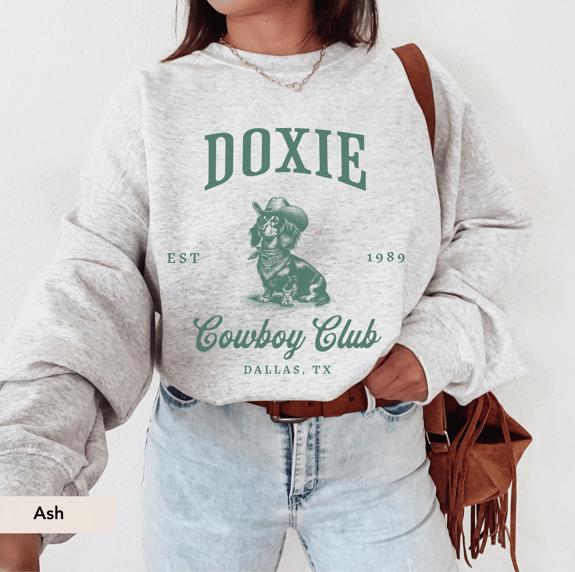 Doxie Long Hair Cowboy Club SweatShirt, Dachshund Sweatshirt, Dachshund, Doxie, Dachshund mom, Dachshund Shirt, Dachshund gift, Cowboy Dog