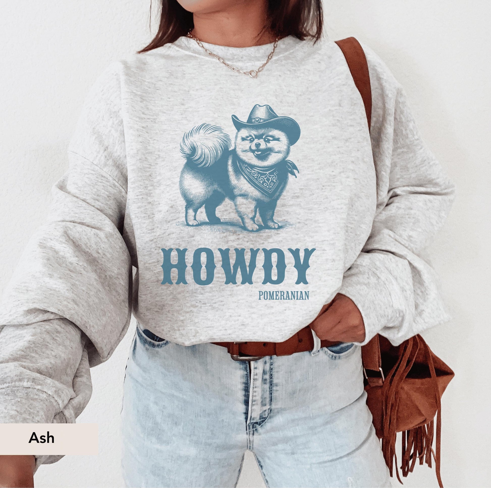 Howdy Pomeranian Sweatshirt, Pomeranian, Pomeranian Shirt, Pomeranian, Pomeranian mom, Pomeranian lover, Dog Cowboy, Dog western