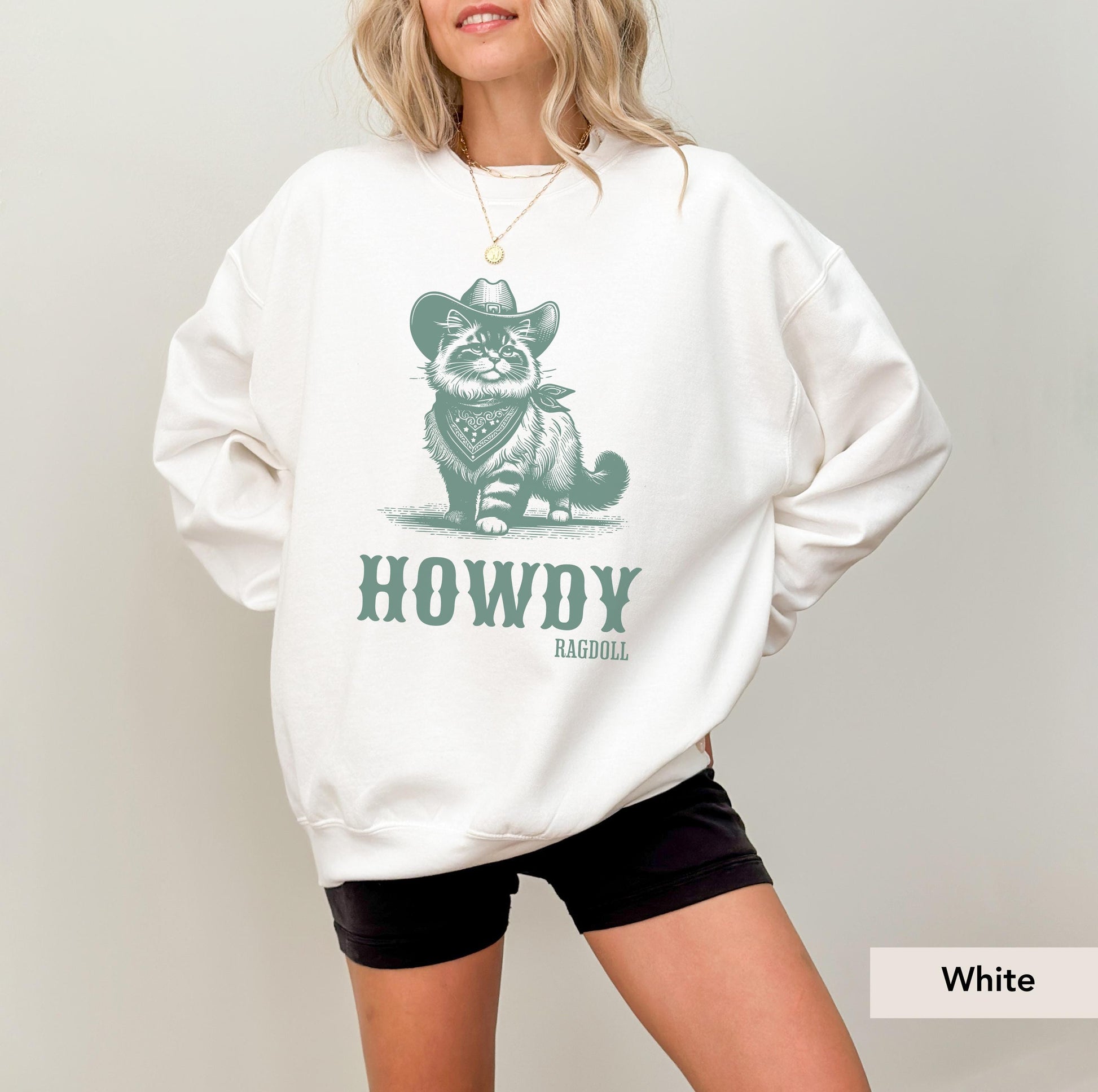 Howdy Ragdoll Cat cowboy Sweatshirt, Ragdoll Sweatshirt, Ragdoll cat mom, Ragdoll gift, Ragdoll Cat, Cat crewneck, Cat mom sweater