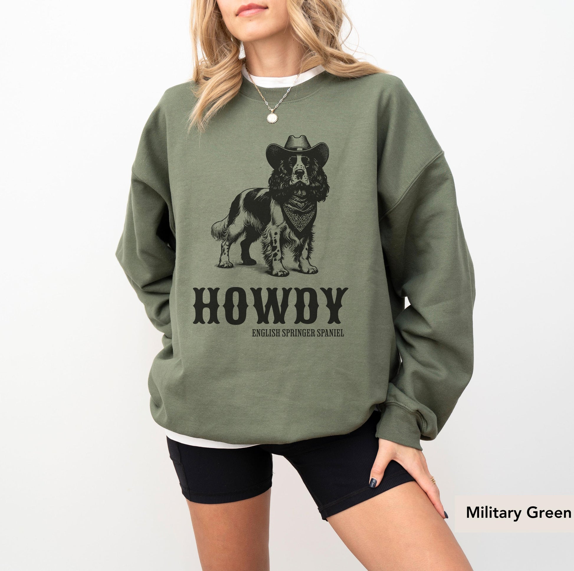 Howdy English springer spaniel Cowboy Sweatshirt, English Springer Spaniel shirt, English Springer Spaniel, English Spaniel Gift, Dog cowboy