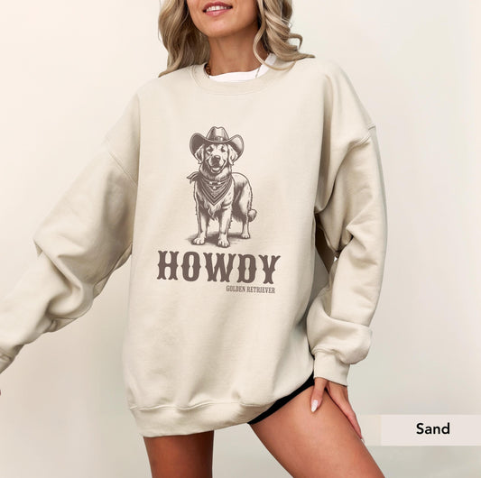 Howdy Golden Retriever Cowboy Sweatshirt, Golden Retriever shirt, Golden Retriever Gift, Golden Retriever mom, Golden Retriever, Stay Golden
