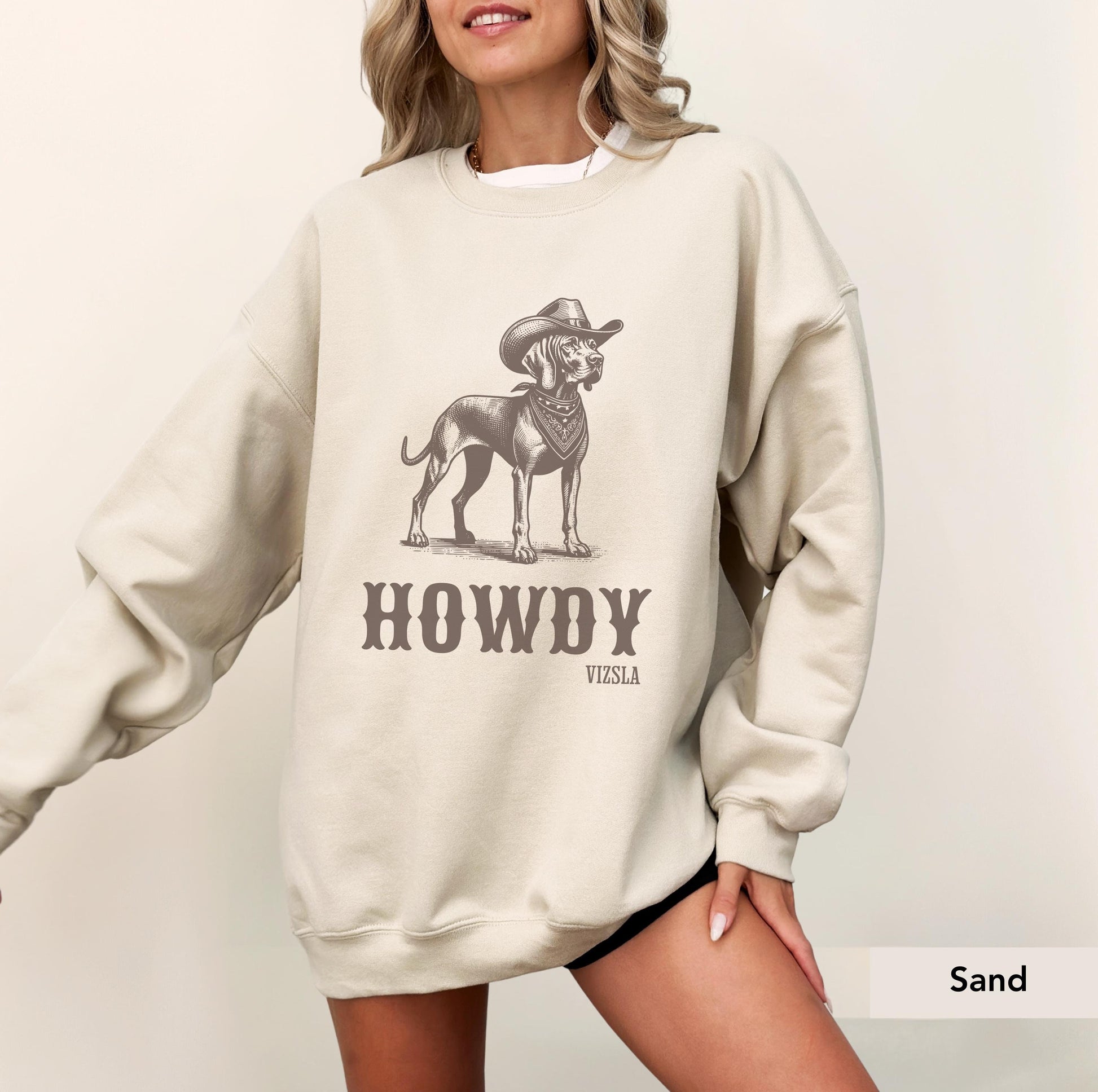 Howdy Vizsla Cowboy Sweatshirt, Vizsla, Vizsla mom, Vizsla shirt, Vizsla SweatShirt, Vizsla Lover Gift, Hungarian Vizsla