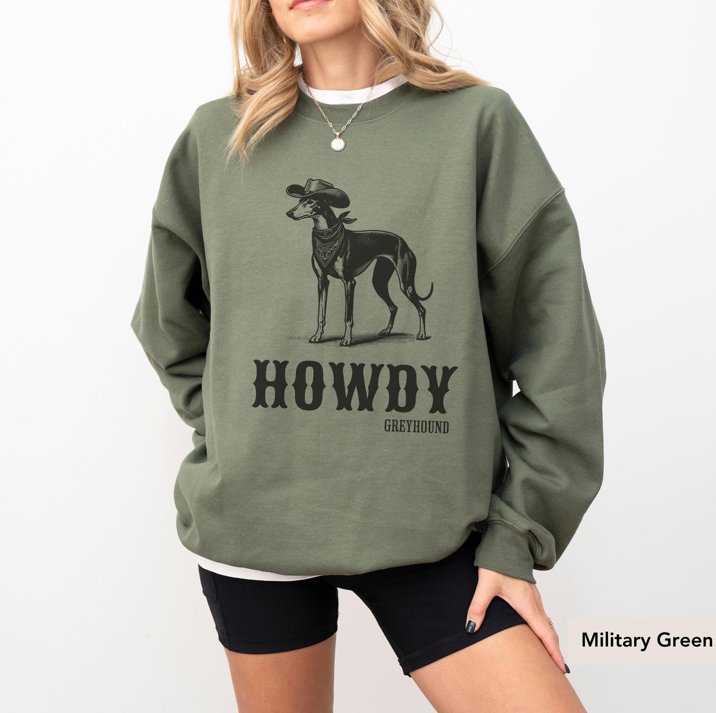 Howdy Greyhound Cowboy SWeatshirt, Greyhound, Greyhound Dog mom, Greyhound gift, Italian Greyhound, Greyhound Shirt, Dog cowboy