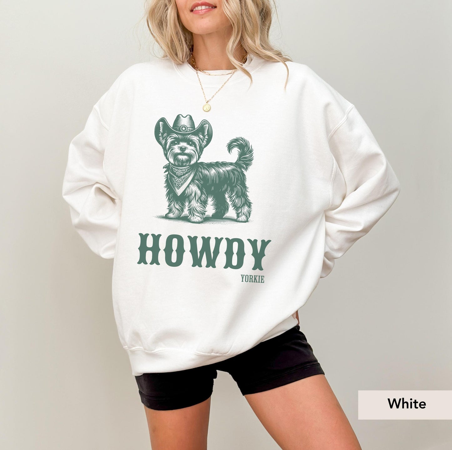 Howdy Yorkie Sweatshirt, Yorkie sweatshirt, Yorkie Gifts, Yorkshire terrier, Yorkie mom, Yorkie lover, Dog mom, Yorkie shirt, Dog Cowboy