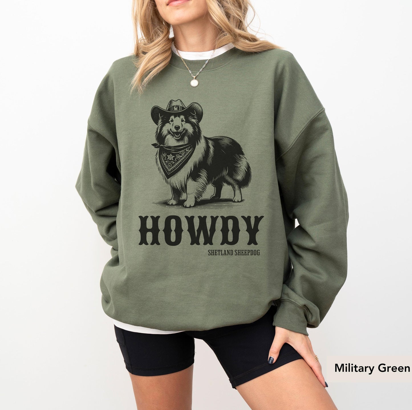 Howdy Shetland Sheepdog Cowboy Sweatshirt, Sheltie dog shirt, Sheltie Gifts, Shetland sheepdog, Sheltie mom, Sheltie, Sheltie sweatshirt