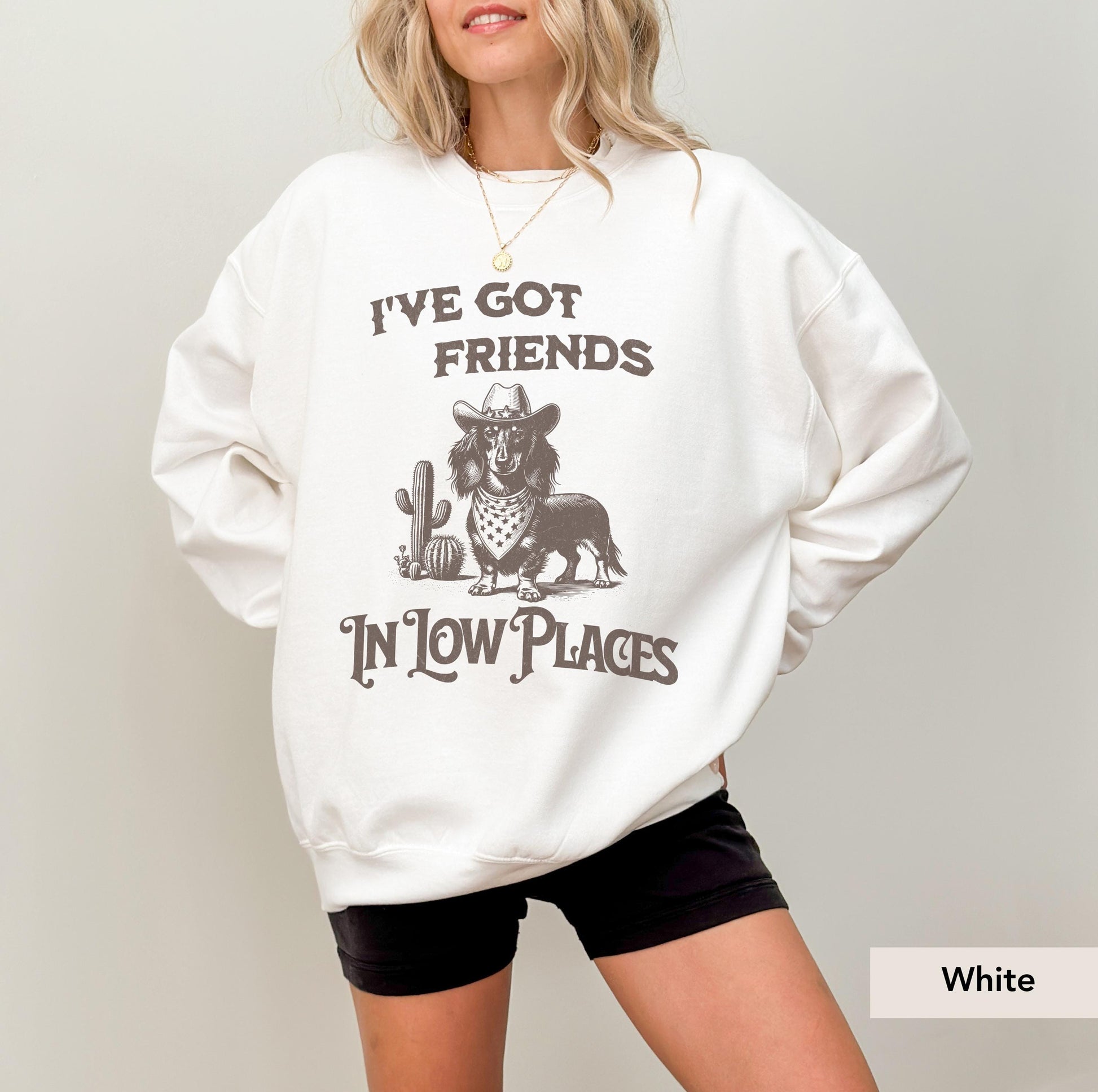 Dachshund Long Haired Sweatshirt, I've Got Friends In Low Places, Doxie, Dachshund Sweatshirt, Dachshund Gift, sausage dog, Dachshund shirt