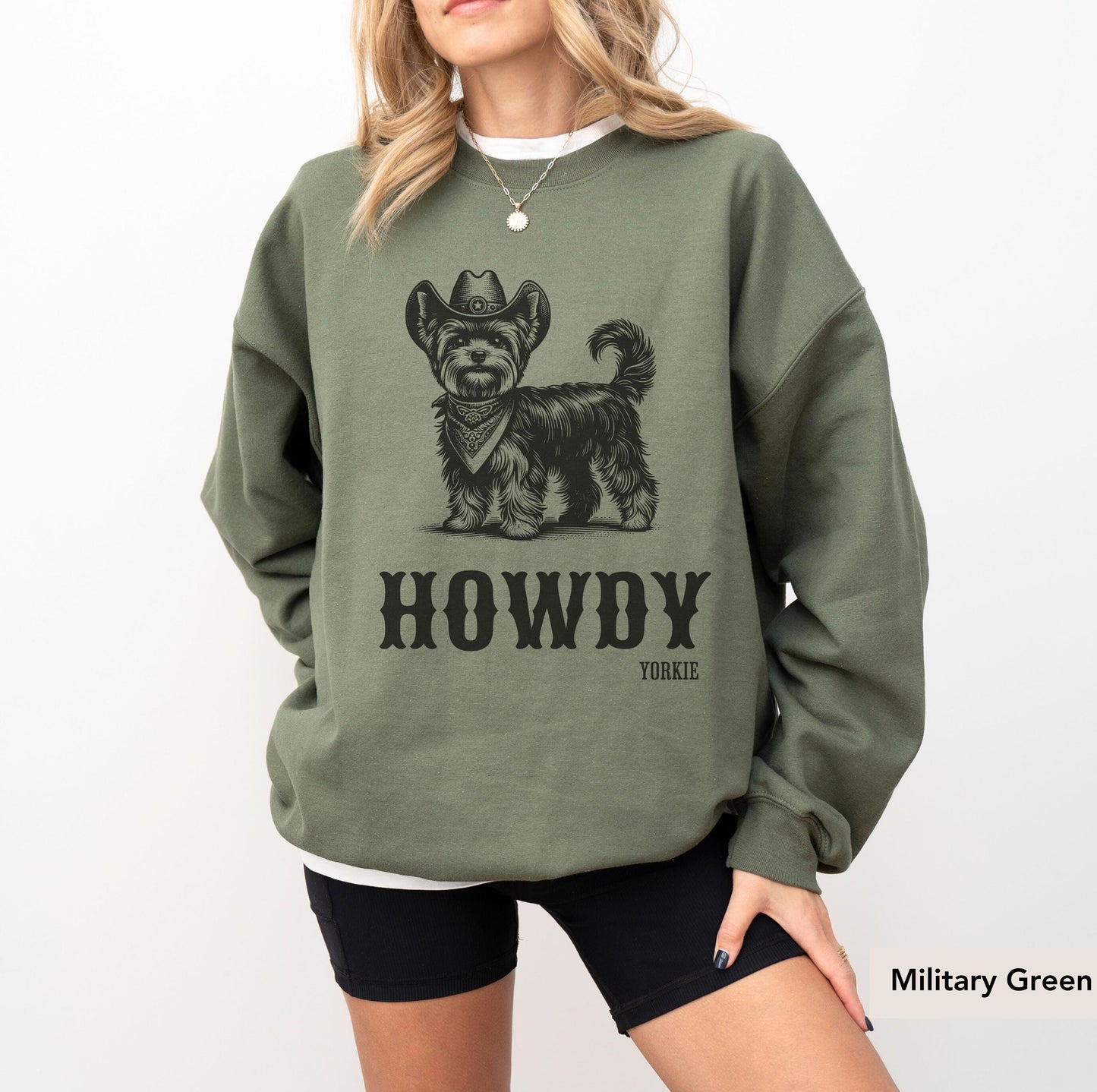 Howdy Yorkie Sweatshirt, Yorkie sweatshirt, Yorkie Gifts, Yorkshire terrier, Yorkie mom, Yorkie lover, Dog mom, Yorkie shirt, Dog Cowboy