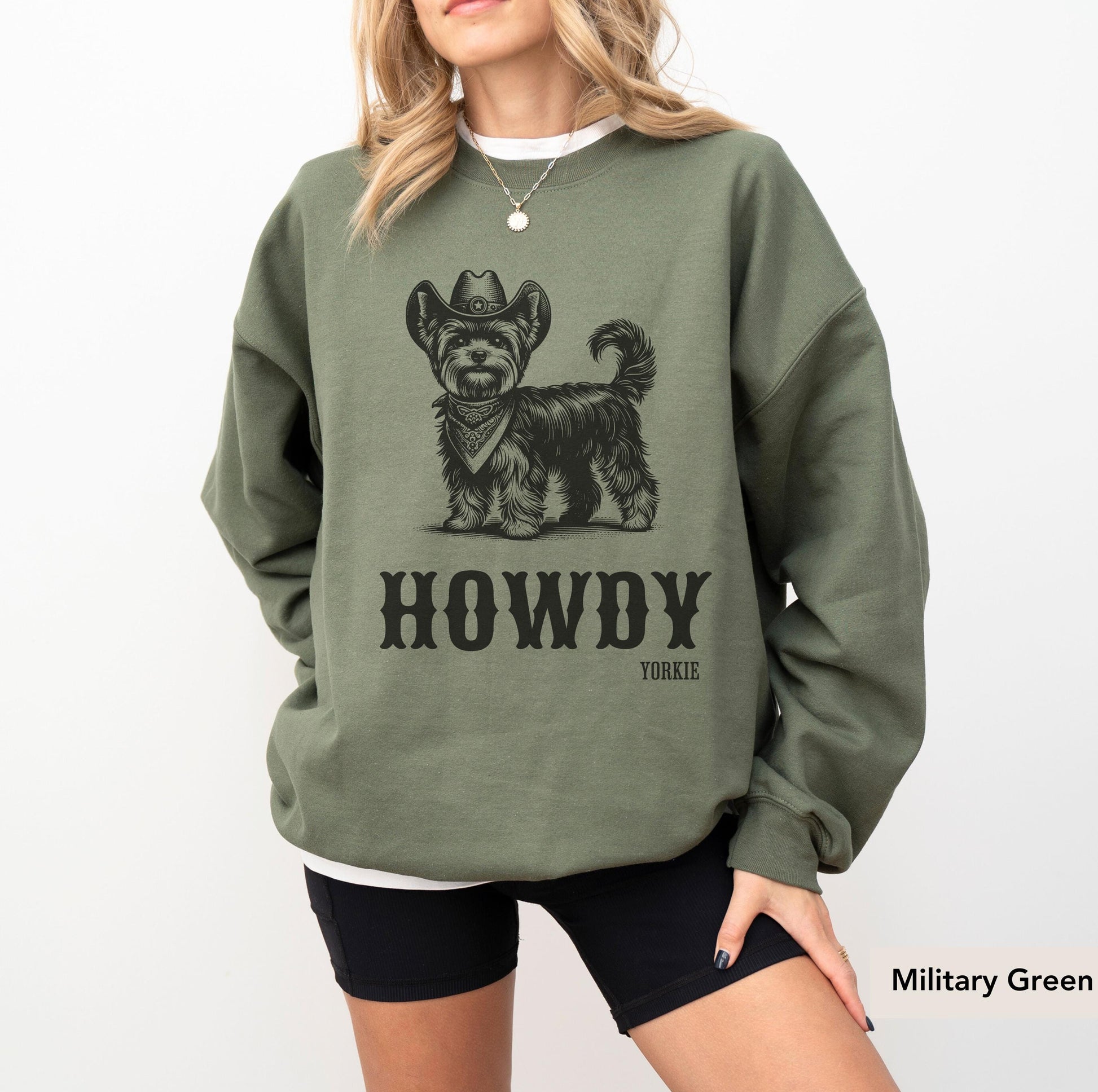 Howdy Yorkie Sweatshirt, Yorkie sweatshirt, Yorkie Gifts, Yorkshire terrier, Yorkie mom, Yorkie lover, Dog mom, Yorkie shirt, Dog Cowboy
