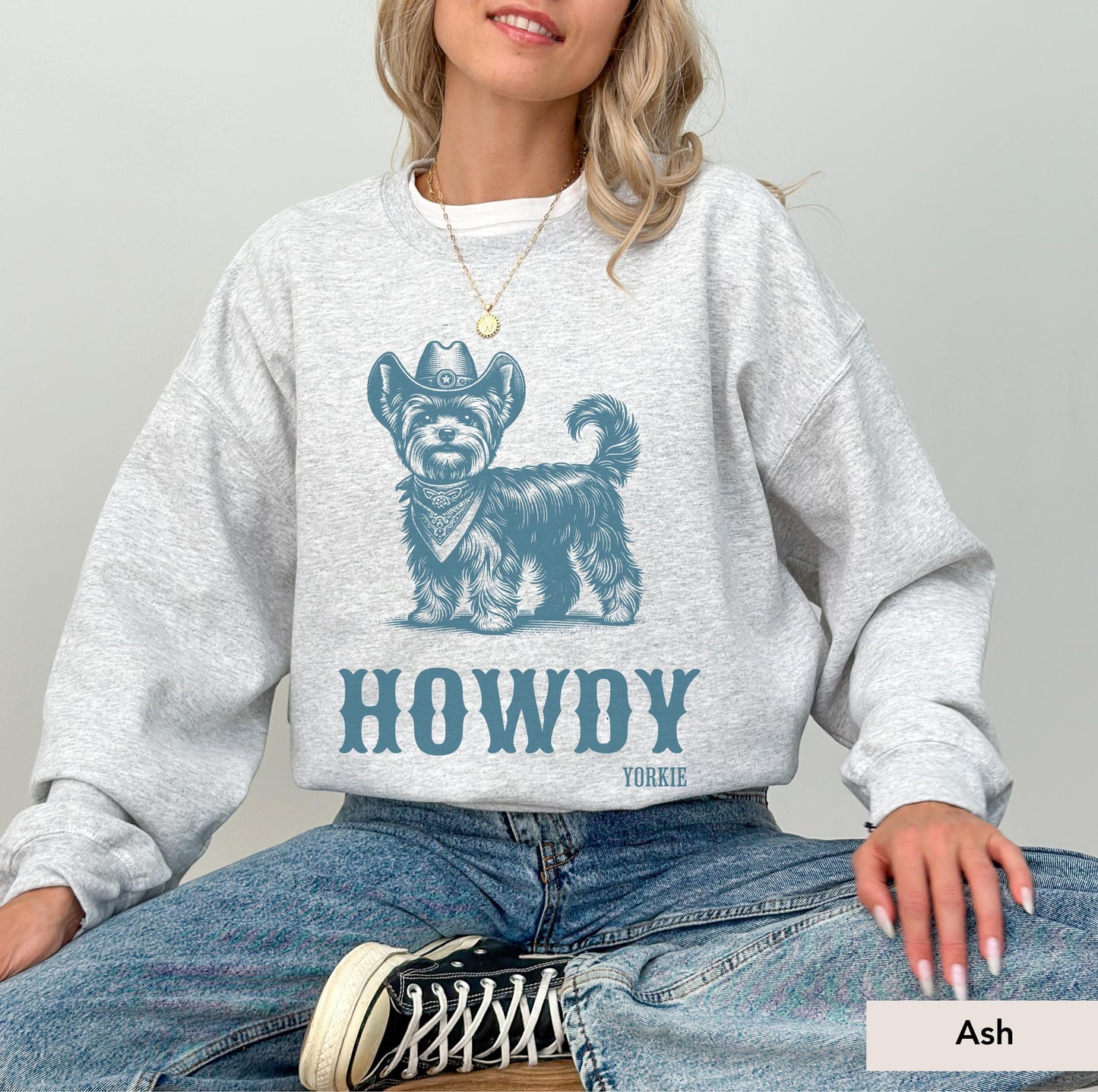 Howdy Yorkie Sweatshirt, Yorkie sweatshirt, Yorkie Gifts, Yorkshire terrier, Yorkie mom, Yorkie lover, Dog mom, Yorkie shirt, Dog Cowboy