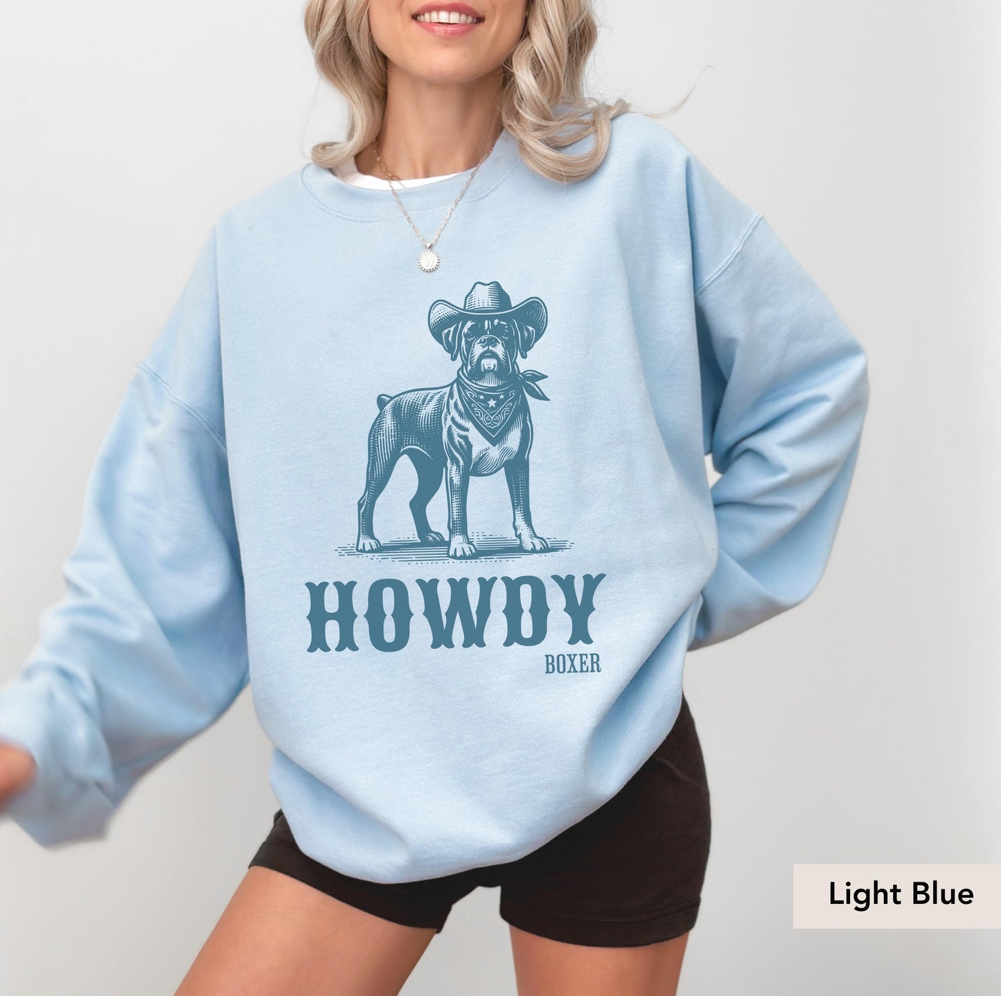 Howdy boxer dog Cowboy Sweatshirt, boxer dog shirt, Boxer, boxer dog gifts, boxer dog mom, boxer dog gift, Dog Western Sweatshirt
