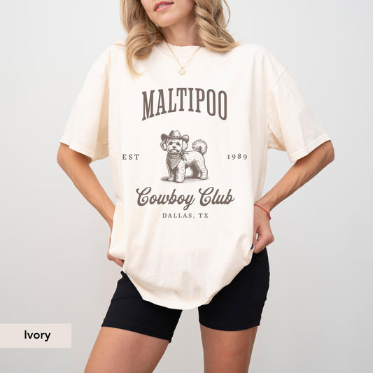 Maltipoo Cowboy Club Comfort ColorsShirt, Maltipoo Shirt, Maltipoo Sweatshirt Gift for Maltipoo Owner, Cute Maltipoo Lover Gifts