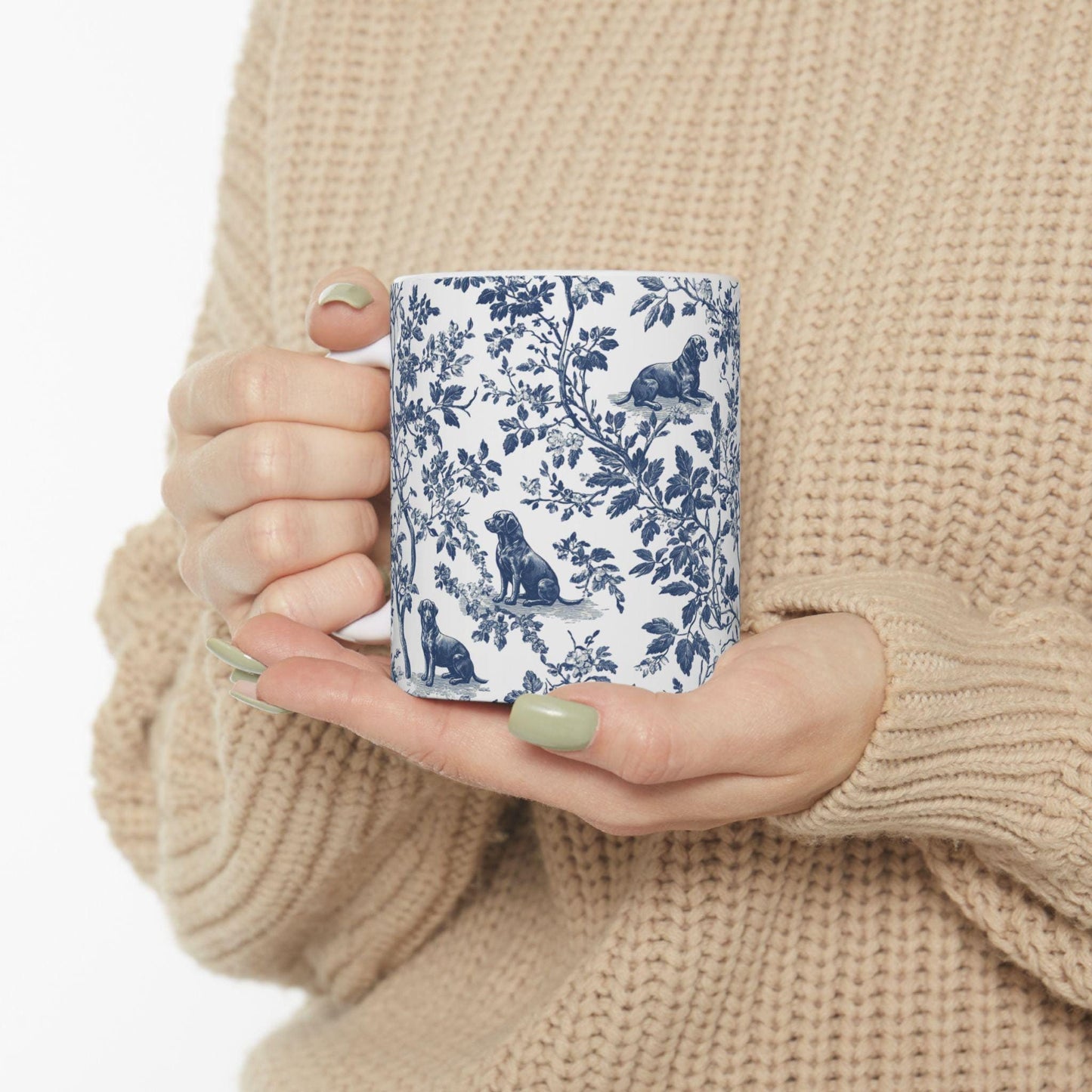 Labrador French Toile de Jouy Mug, Blue toile de jouy, Labrador Retriever mugs, Lab Mom Mugs, Labrador Lover Gifts, Labrador mug