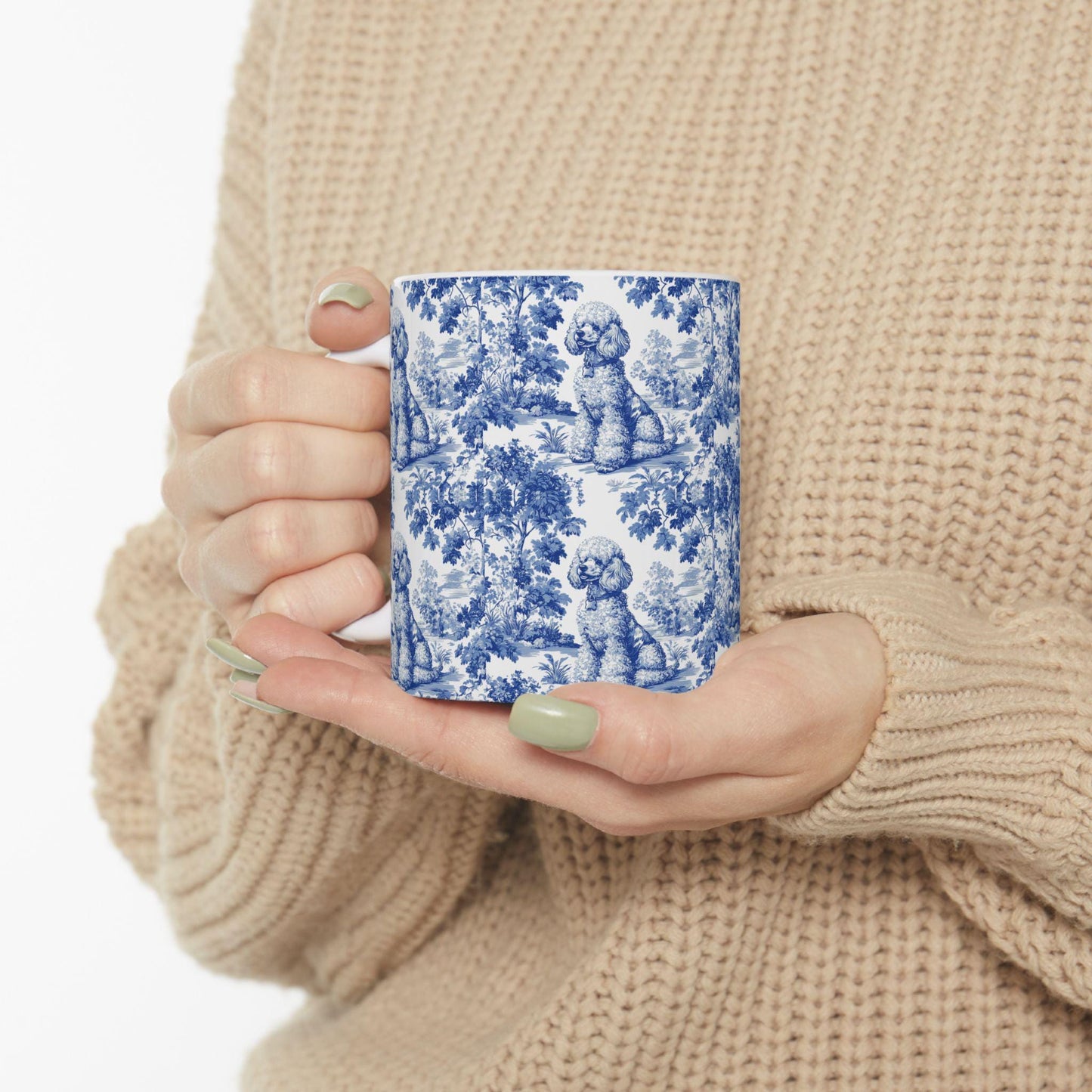 Poodle French Blue Toile de Jouy Mug, Dog Coffee Mugs, Poodle Coffee Mug 15 oz 11 oz, Poodle Mom Gifts, Poodle Mugs, Poodle Lover Gift