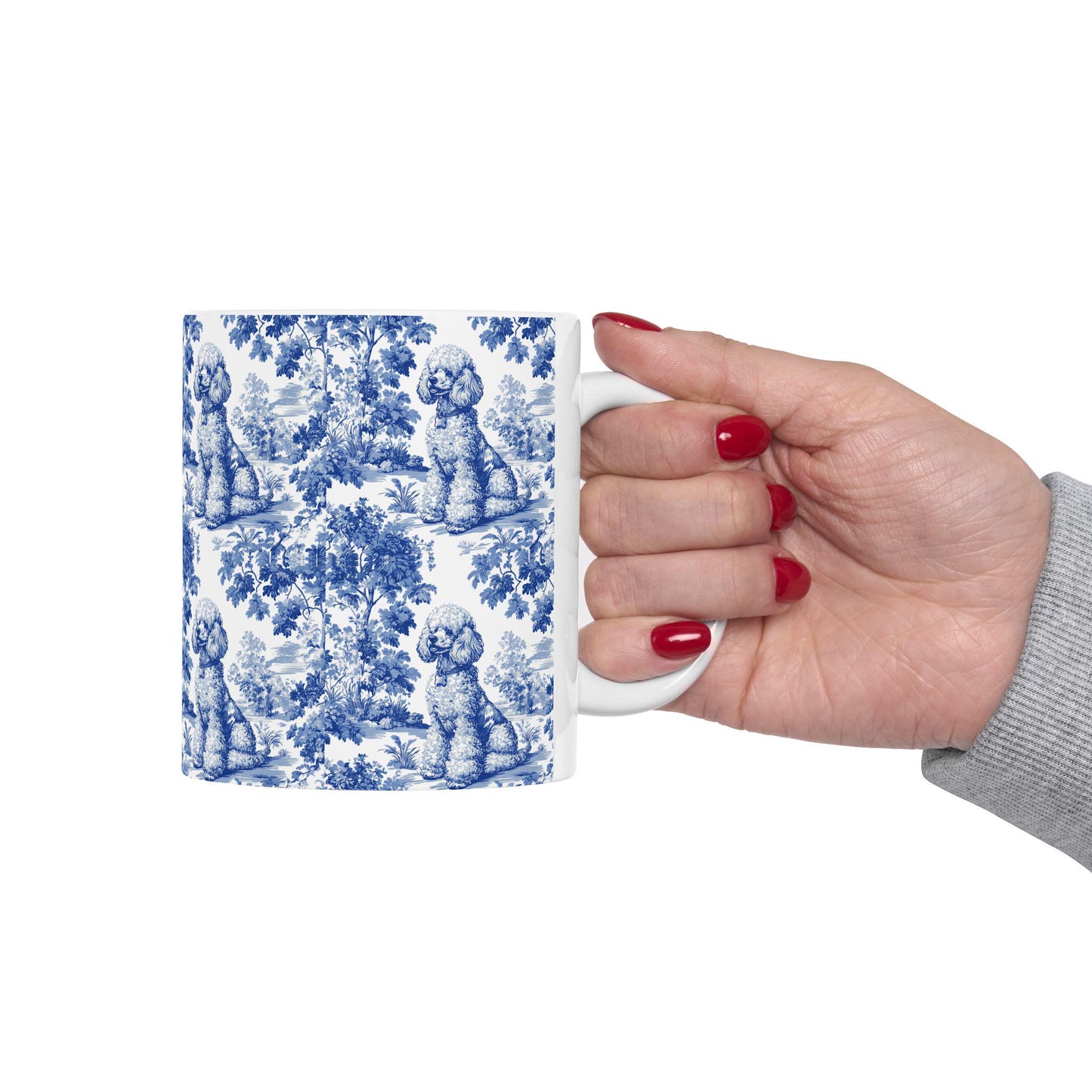 Poodle French Blue Toile de Jouy Mug, Dog Coffee Mugs, Poodle Coffee Mug 15 oz 11 oz, Poodle Mom Gifts, Poodle Mugs, Poodle Lover Gift