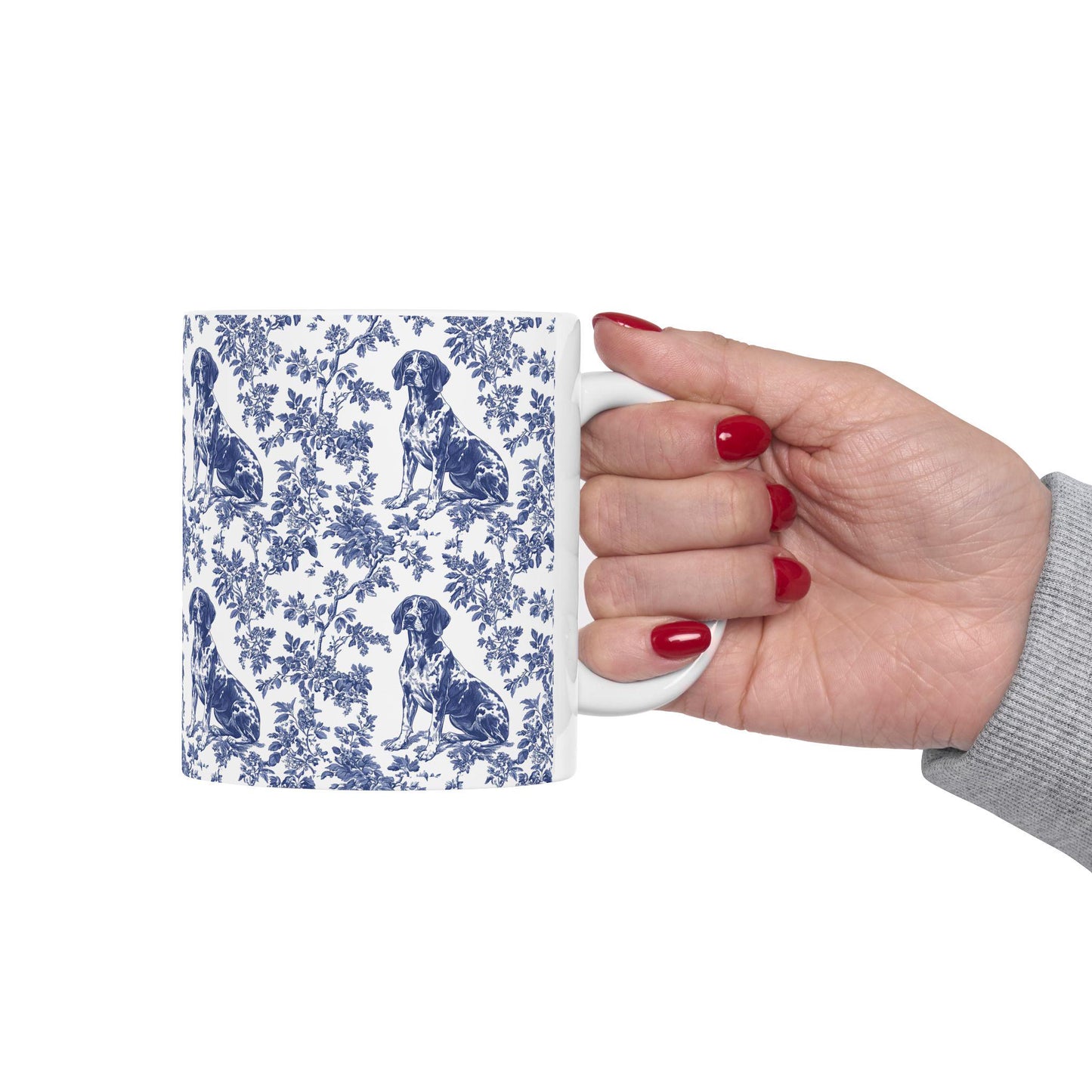 Pointer French Blue Toile de Jouy Mug, GSP Coffee Mug 15 oz 11 oz, Pointer Mom Mug, German Shorthaired Pointer Gifts, GSP, GSP Gifts