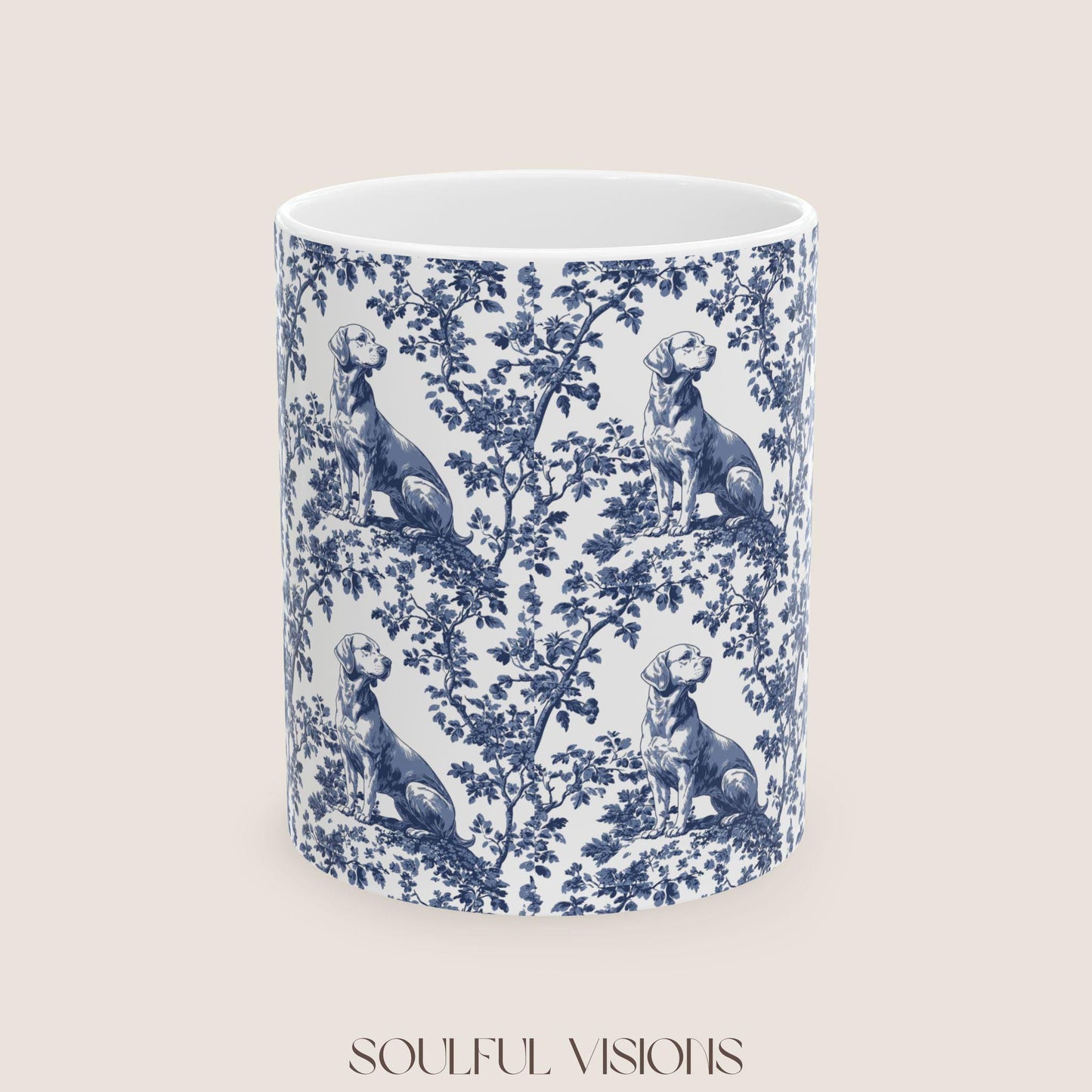 Labrador French Toile de Jouy Mug, Blue toile de jouy, Labrador Retriever mugs, Lab Mom Mugs, Labrador Lover Gifts, Labrador mug