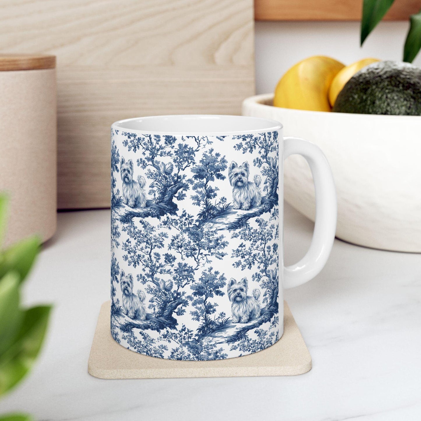 Yorkie French toile de jouy Mug, Yorkie Mug, Yorkie Gifts, Yorkshire terrier, Yorkie mom, Yorkie lover, Dog mom Mug, Yorkie Owner Gift