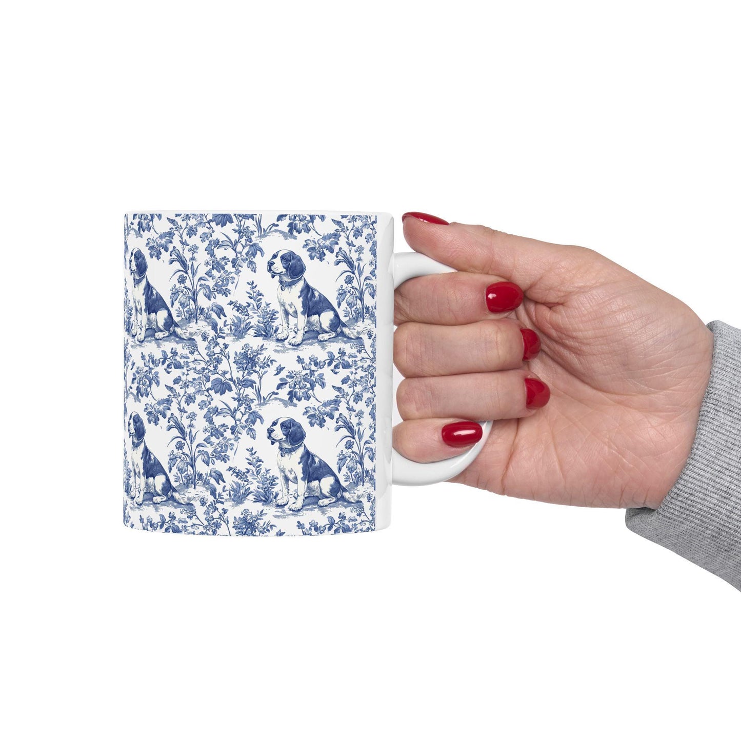 Beagle French Toile de Jouy Mug, Beagle Mug, Beagle gift, Dog Toile Jouy Mug, Beagle Lovers Gift, Beagle mom gift, Beagle, Dog Gift Mugs