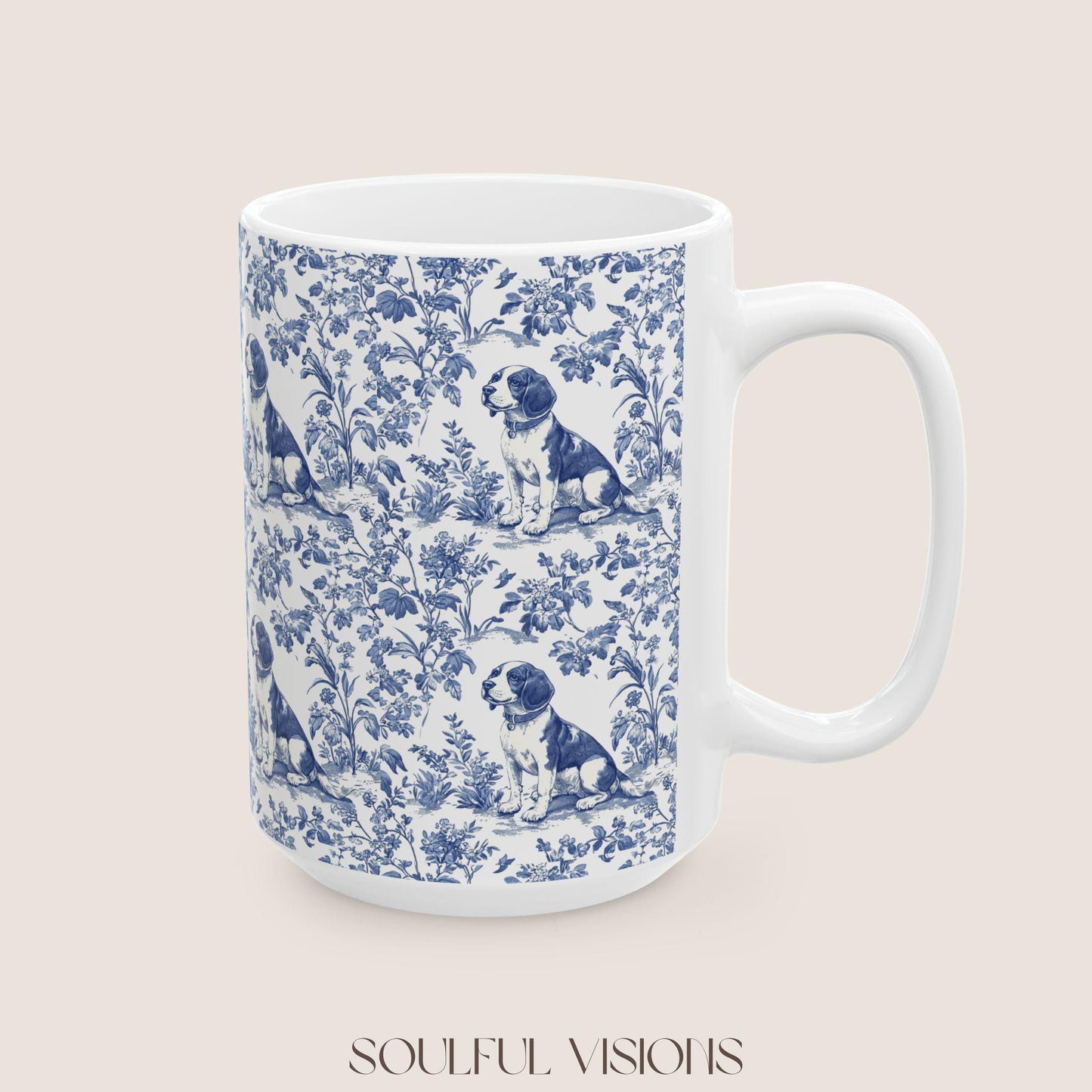 Beagle French Toile de Jouy Mug, Beagle Mug, Beagle gift, Dog Toile Jouy Mug, Beagle Lovers Gift, Beagle mom gift, Beagle, Dog Gift Mugs