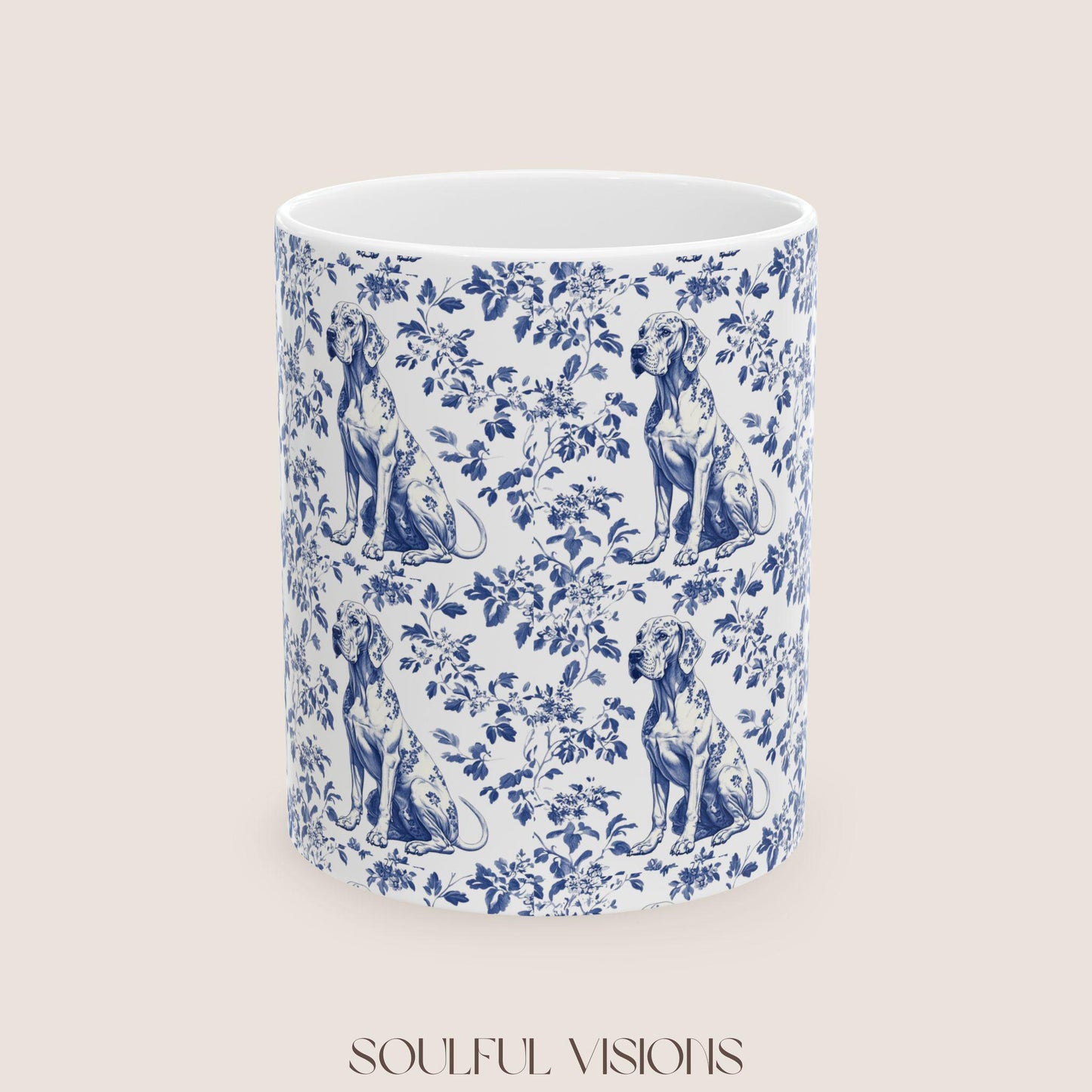 Great Dane French Toile De Jouy Mug, Great Dane Mug, Great Dane mom, Great Dane gift, Great Dane, Great Dane Lover, Great Dane Coffee Cup