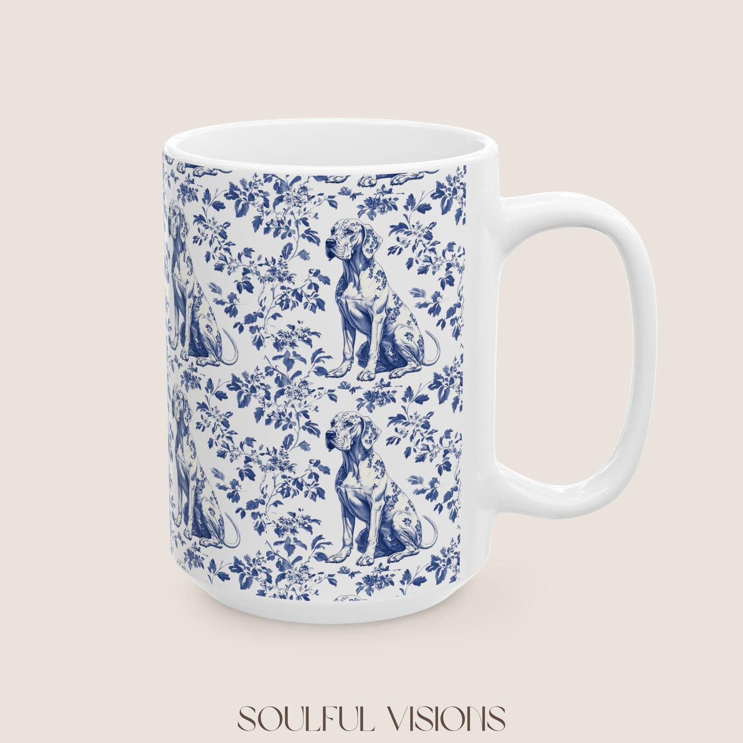 Great Dane French Toile De Jouy Mug, Great Dane Mug, Great Dane mom, Great Dane gift, Great Dane, Great Dane Lover, Great Dane Coffee Cup