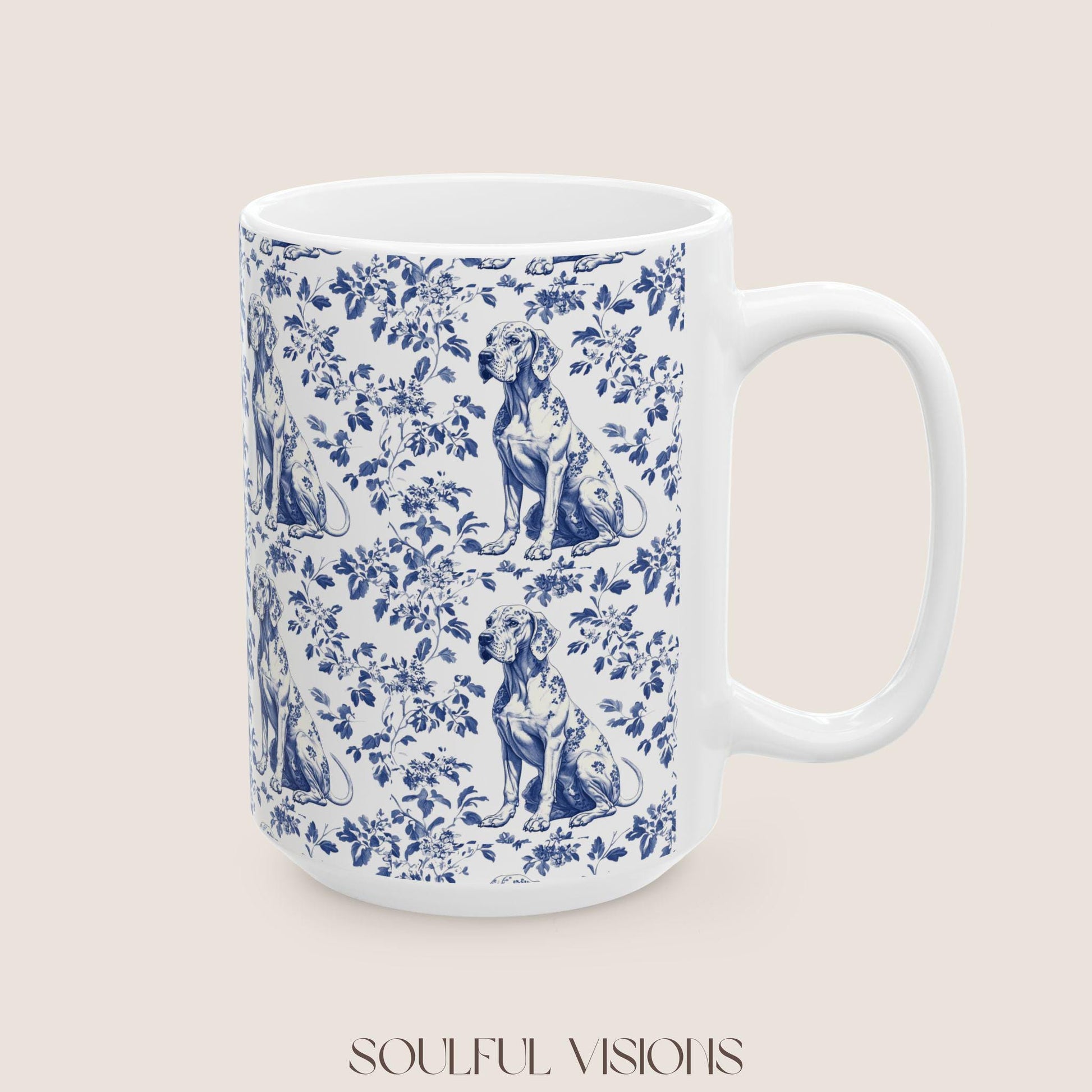 Great Dane French Toile De Jouy Mug, Great Dane Mug, Great Dane mom, Great Dane gift, Great Dane, Great Dane Lover, Great Dane Coffee Cup