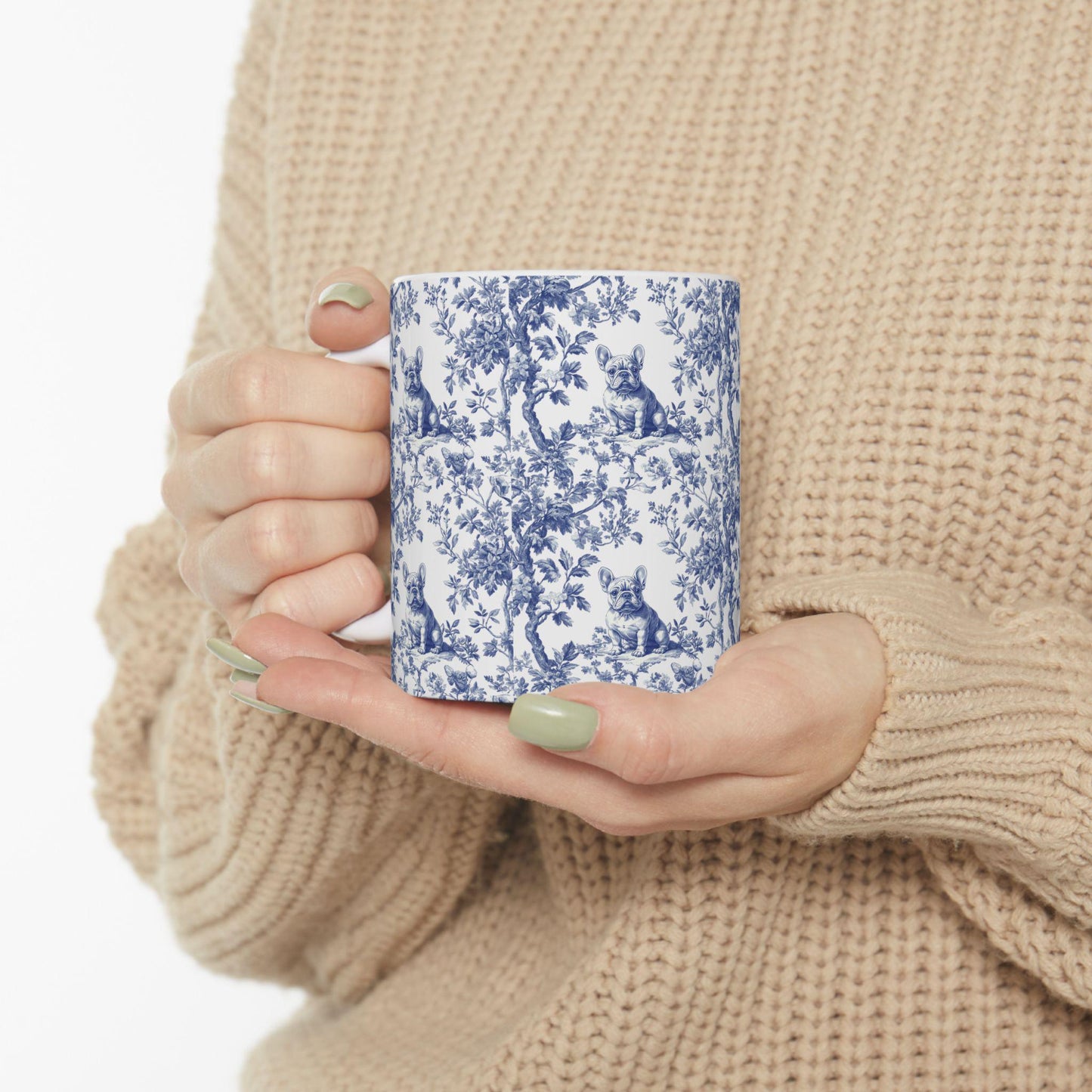 French Bulldog French Toile De Jouy Mug, French Bulldog Mug, Frenchie mom, French Bulldog, French Bulldog Lover gift, Frenchie Coffee Mug
