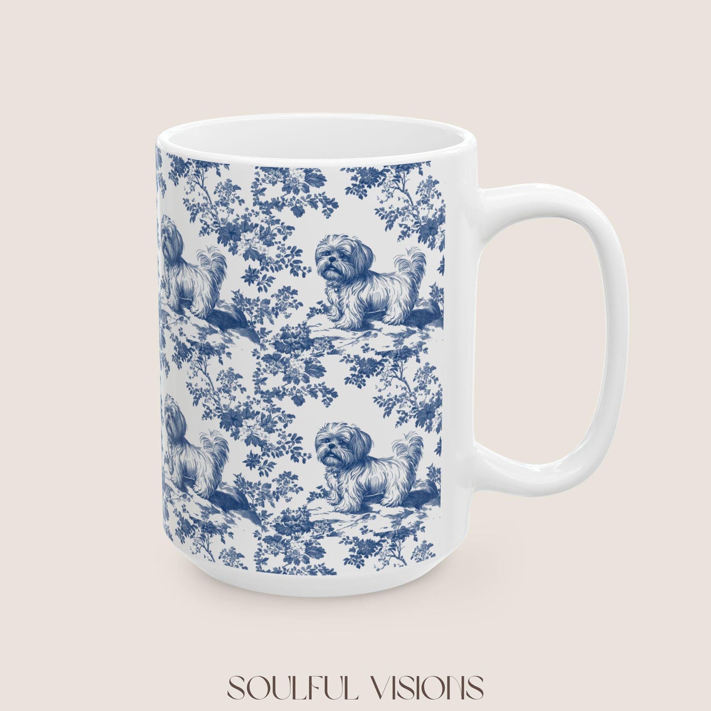 Shih tzu French Toile De Jouy Mug, Shih tzu Mug, Shih tzu gift, Shih tzu, Shih tzu mom, Shih tzu Lover Gift, Dog mom, Shih tzu Coffee Cup