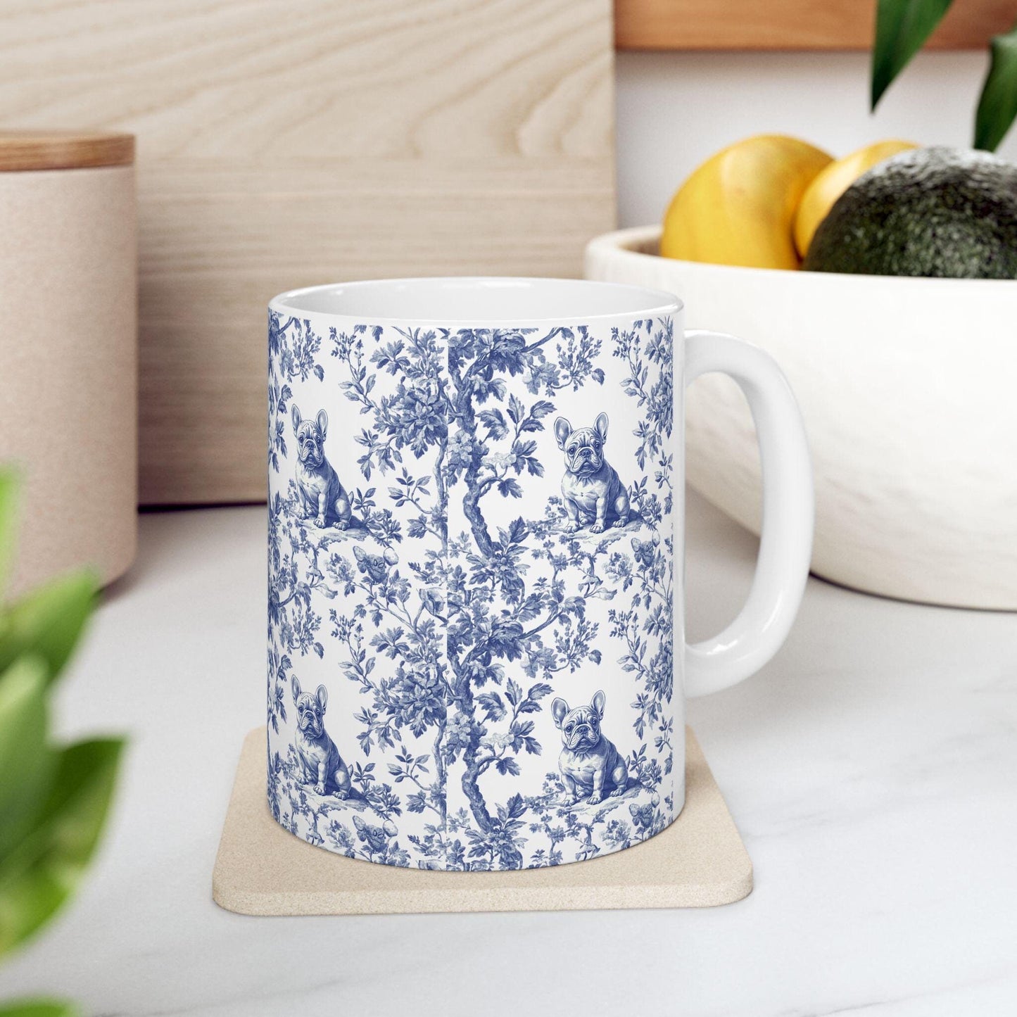 French Bulldog French Toile De Jouy Mug, French Bulldog Mug, Frenchie mom, French Bulldog, French Bulldog Lover gift, Frenchie Coffee Mug