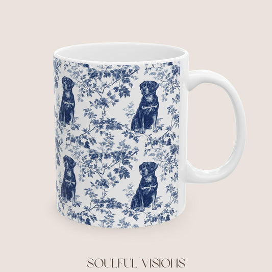 Rottweiler French Toile De Jouy Mug, Rottweiler Mug, Rottweiler, Rottweiler dog, Rottweiler mom, Rottweiler owner Mugs,Rottweiler lover Gift