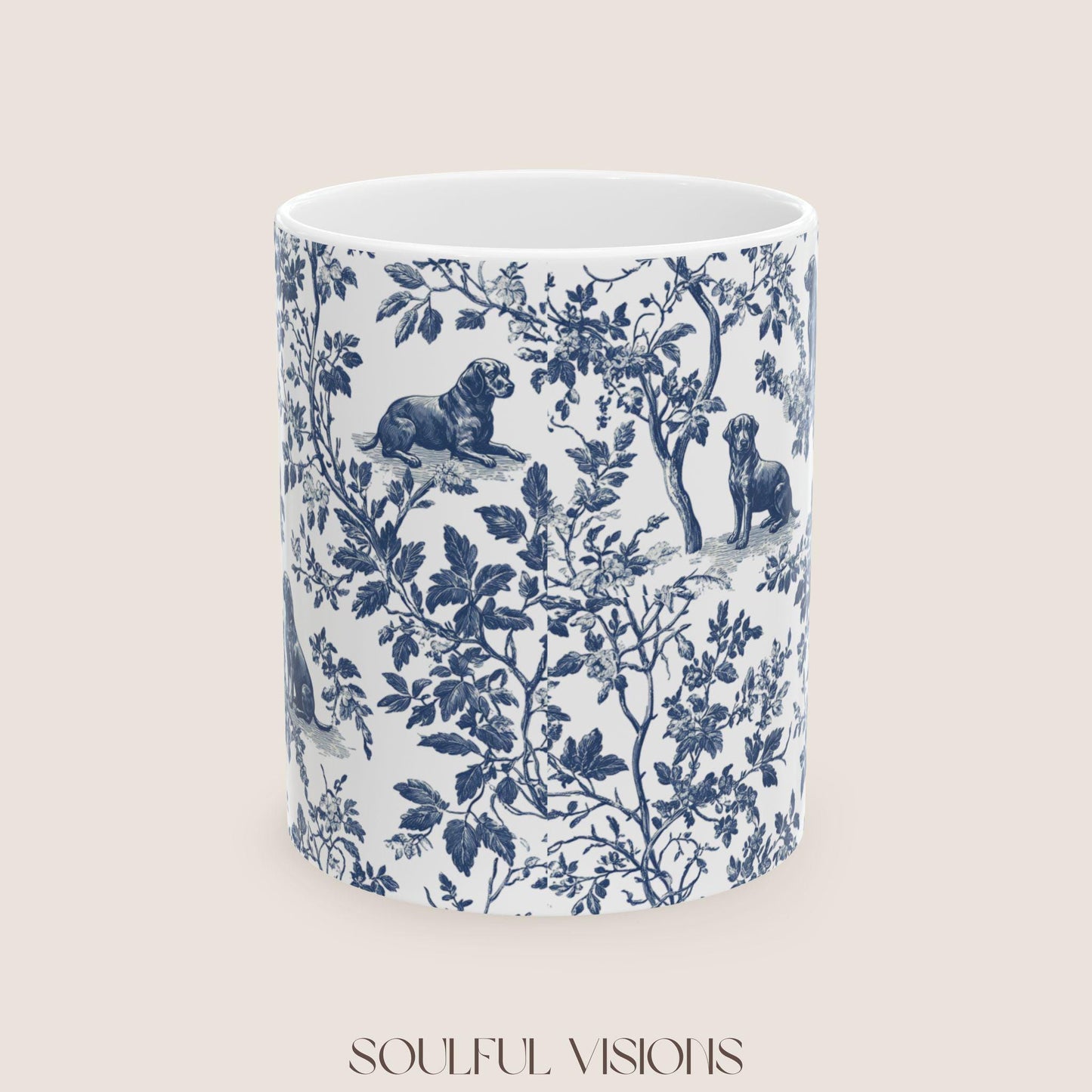 Labrador French Toile de Jouy Mug, Blue toile de jouy, Labrador Retriever mugs, Lab Mom Mugs, Labrador Lover Gifts, Labrador mug