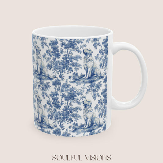 Golden Retriever French Blue Toile de Jouy Mug, Golden Retriever, Golden Retriever ceramic mug, Retriever Mugs, Golden Retriever Lover Gift