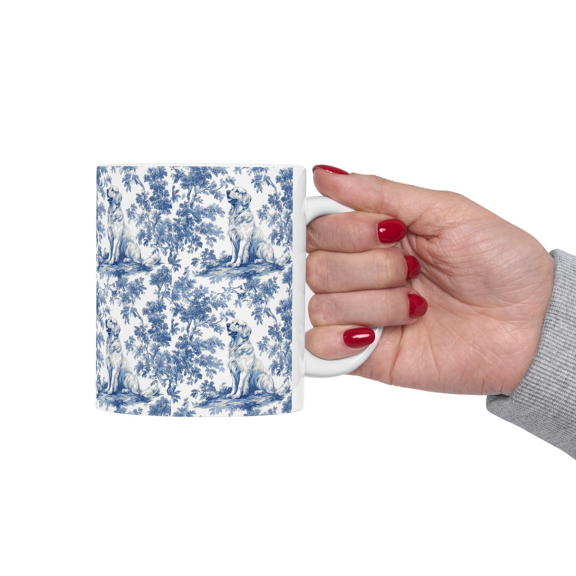 Golden Retriever French Blue Toile de Jouy Mug, Golden Retriever, Golden Retriever ceramic mug, Retriever Mugs, Golden Retriever Lover Gift