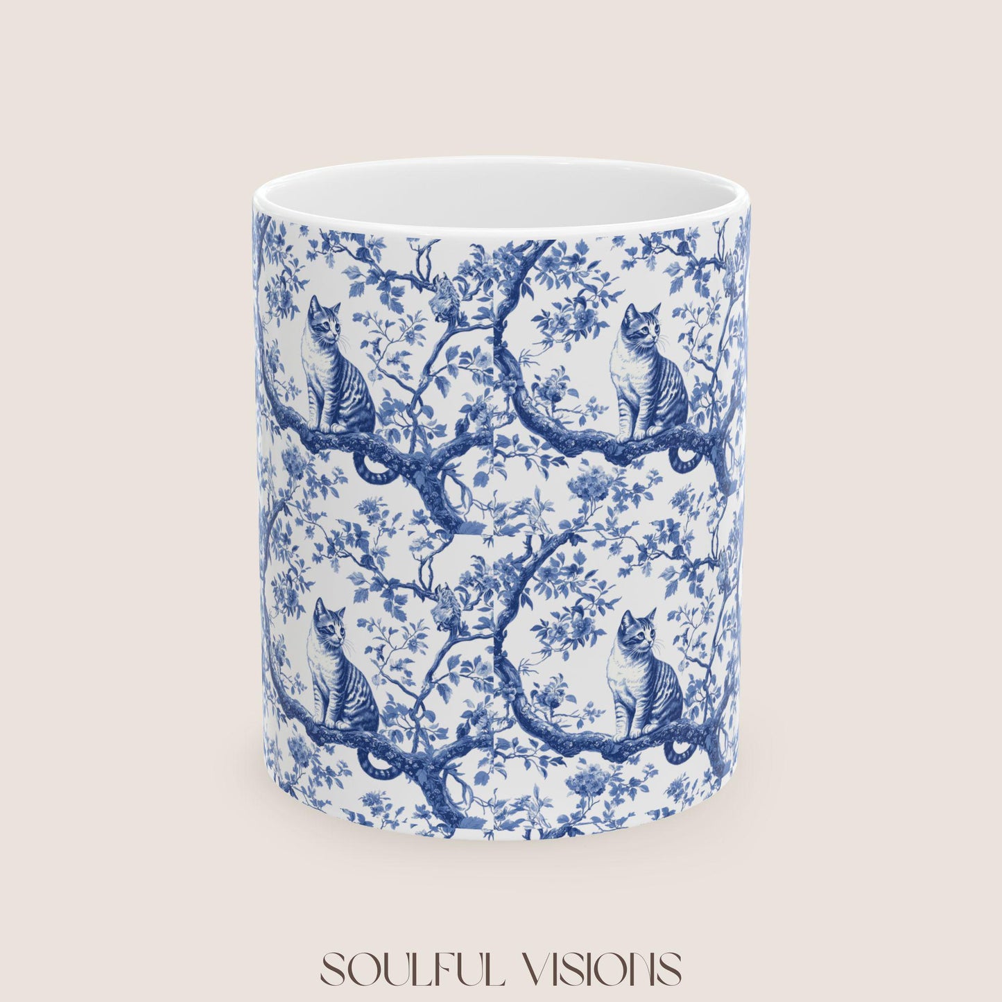 Bengal Cat French blue toile De Jouy Mug, Cat Mom Mug, Bengal Cat Mug, Gift for Bengal Cat Owner, Bengal Cat Gift, Bengal cat Coffee Cup