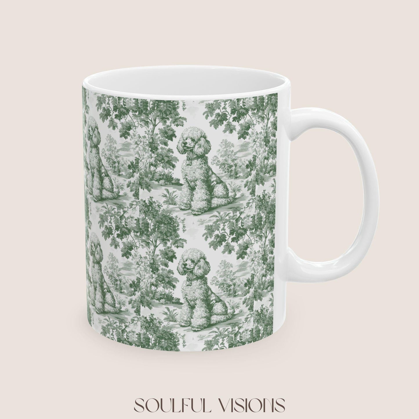 Poodle French Pastel Toile de Jouy Mug, Dog Coffee Mugs, Poodle Coffee Mug 15 oz 11 oz, Poodle Mom Gifts, Poodle Mugs, Poodle Lover Gift