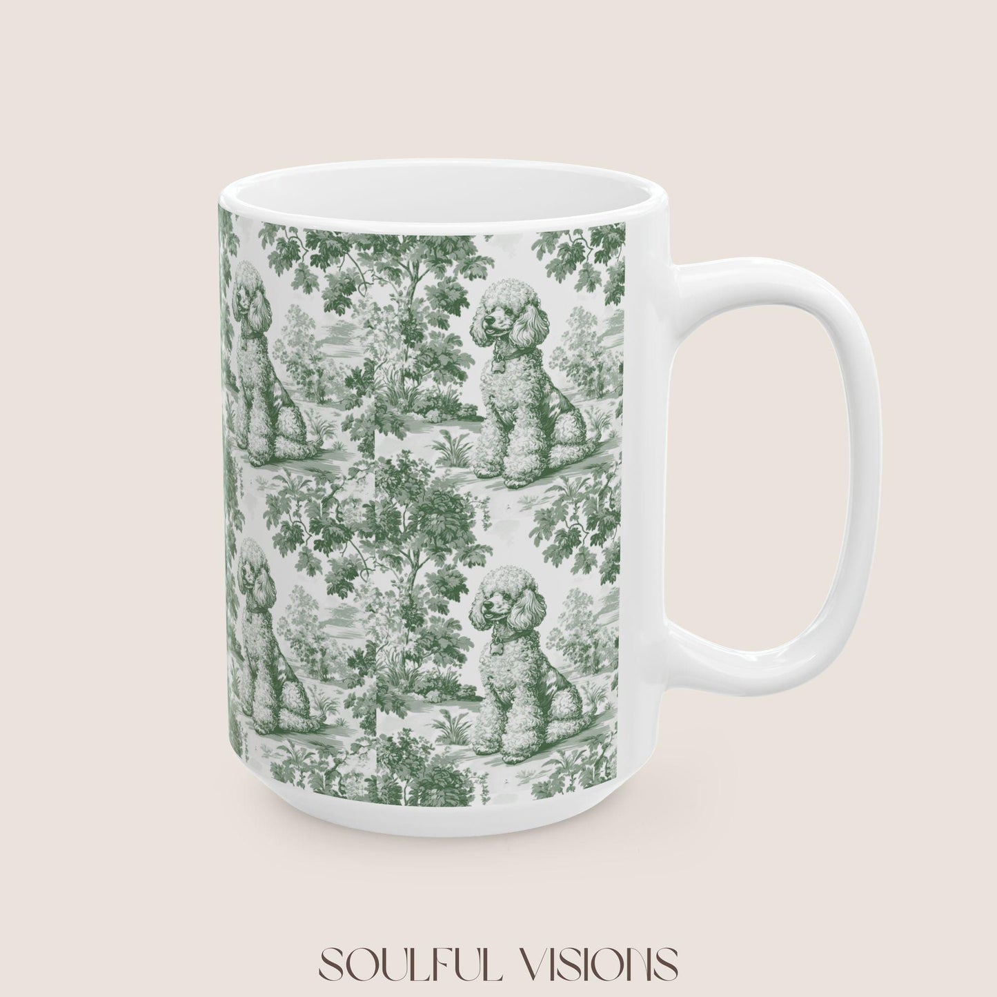 Poodle French Pastel Toile de Jouy Mug, Dog Coffee Mugs, Poodle Coffee Mug 15 oz 11 oz, Poodle Mom Gifts, Poodle Mugs, Poodle Lover Gift