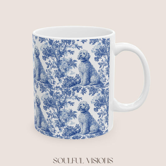 Golden doodle French Blue Toile de Jouy Mug, Golden doodle Mugs, Doodle Gift, Golden doodle gift, Goldendoodle, Doodle mama Gift, Doodle Mom