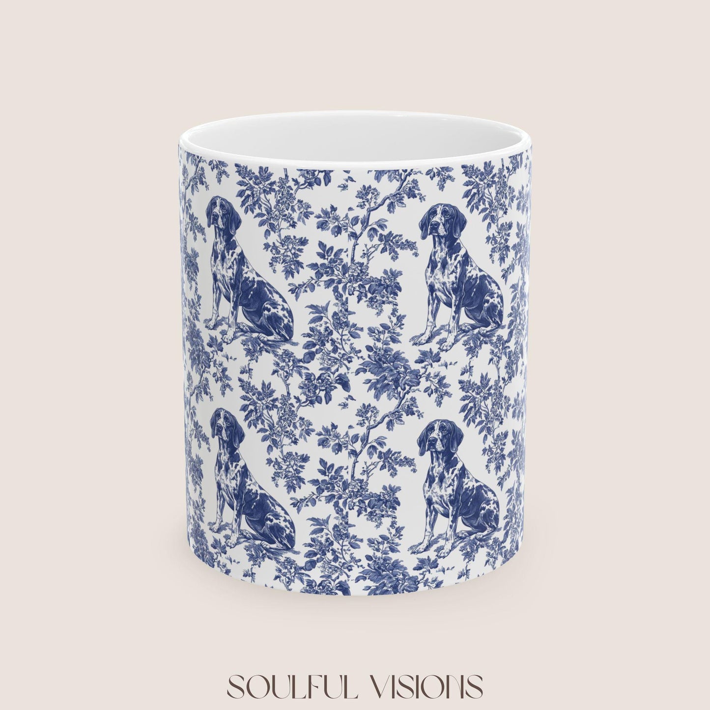 Pointer French Blue Toile de Jouy Mug, GSP Coffee Mug 15 oz 11 oz, Pointer Mom Mug, German Shorthaired Pointer Gifts, GSP, GSP Gifts