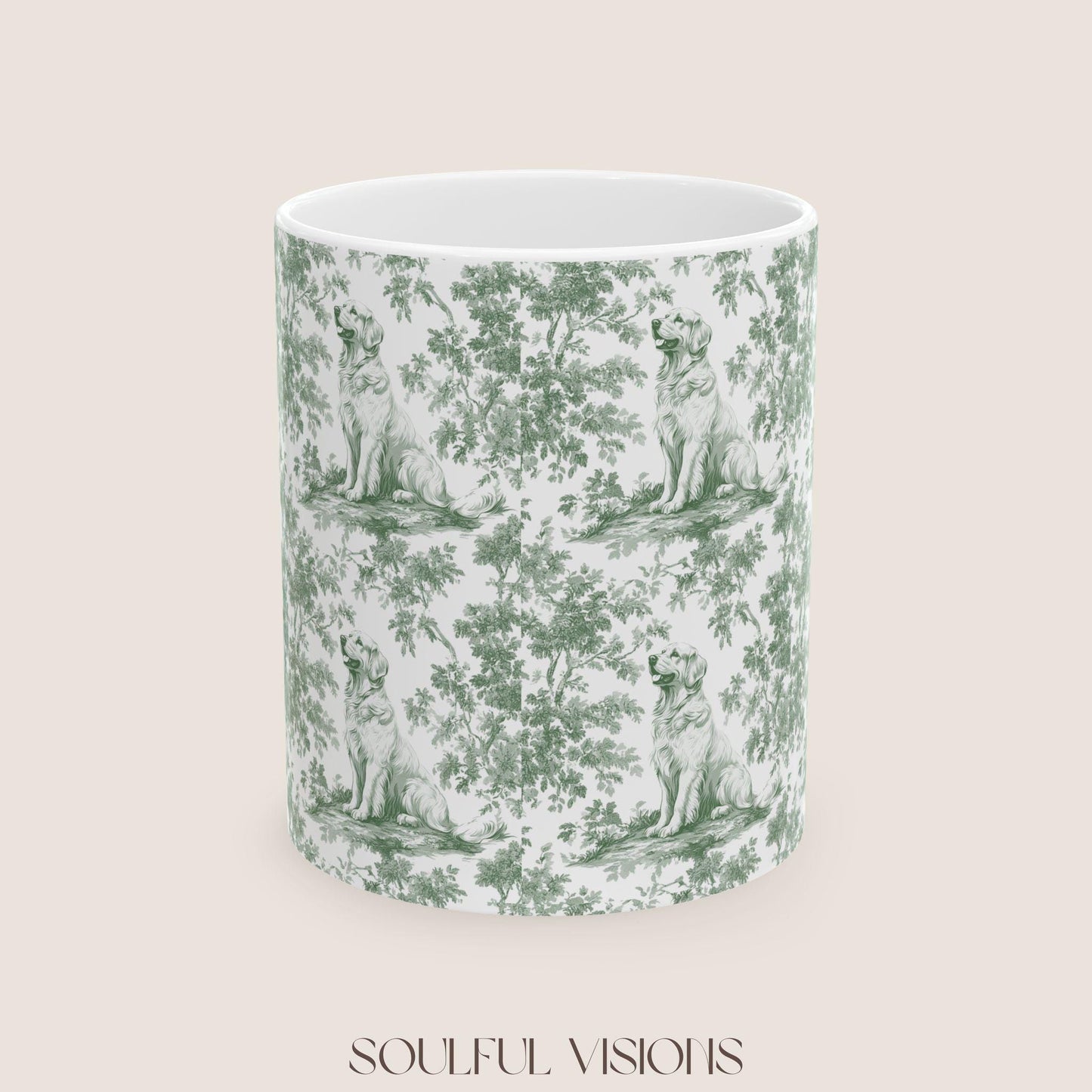 Golden Retriever French Pastel Toile de Jouy Mug, Golden Retriever, Golden Retriever ceramic mug, Retriever Mug, Golden Retriever Lover Gift