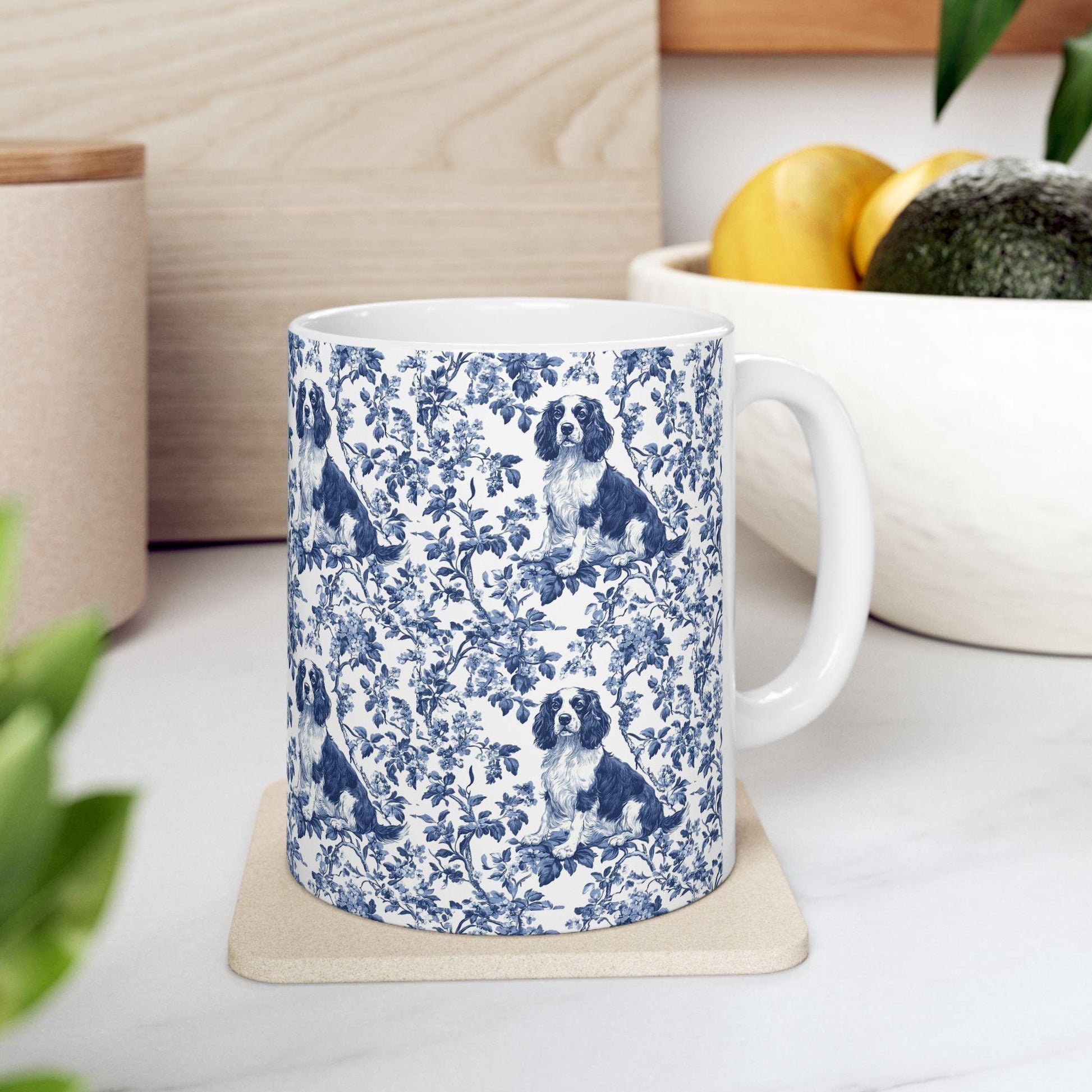 Springer Spaniel French Toile de Jouy Mug, English Springer Spaniel Mug, English Springer Spaniel Lover, Springer Spaniel mom Gift