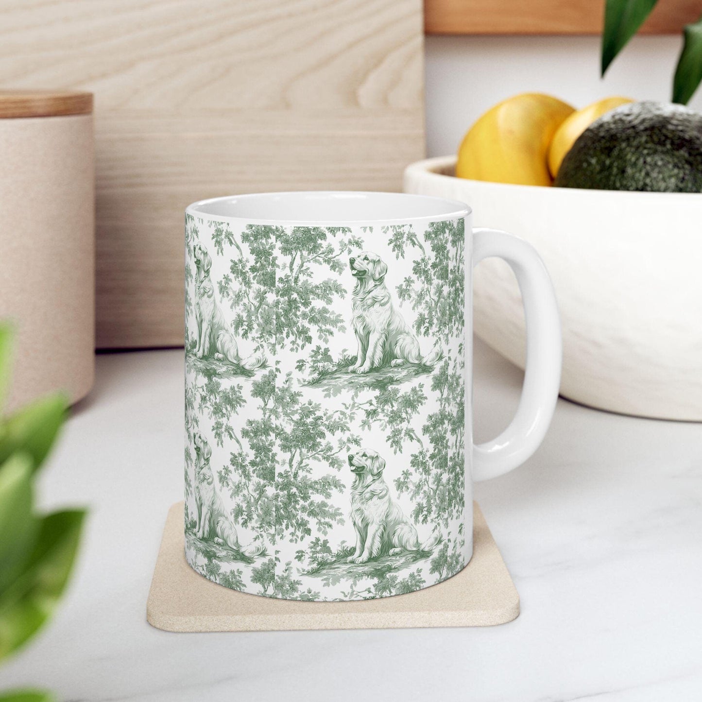 Golden Retriever French Pastel Toile de Jouy Mug, Golden Retriever, Golden Retriever ceramic mug, Retriever Mug, Golden Retriever Lover Gift