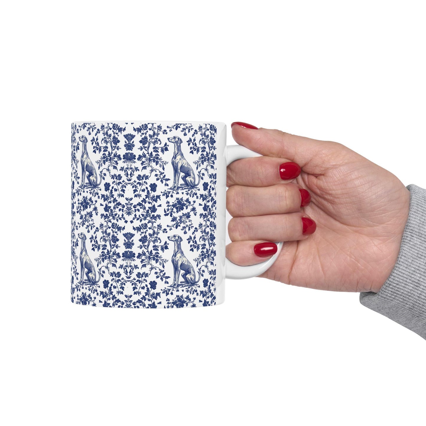 Greyhound French toile De Jouy Mug, Greyhound, Greyhound Dog mom, Greyhound gift, Italian Greyhound, Greyhound Mug, Dog Mom Mug