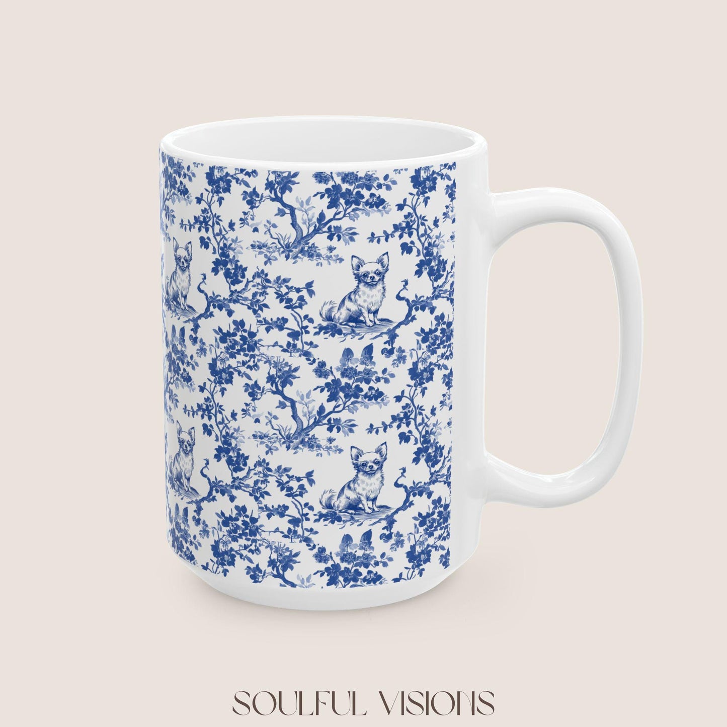 Chihuahua French Toile de Jouy Mug, Chihuahua Mug, Chihuahua Lover Gifts, Chihuahua gifts, Chihuahua, Chihuahua mom Gift, Chihuahua Mugs