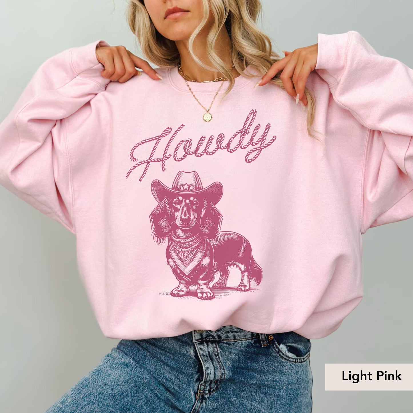 Howdy Dachshund Long Haired Sweatshirt, Dachshund, Doxie, Dachshund Sweatshirt, Dachshund Gift, Doxie Shirt, sausage dog, Dachshund shirt