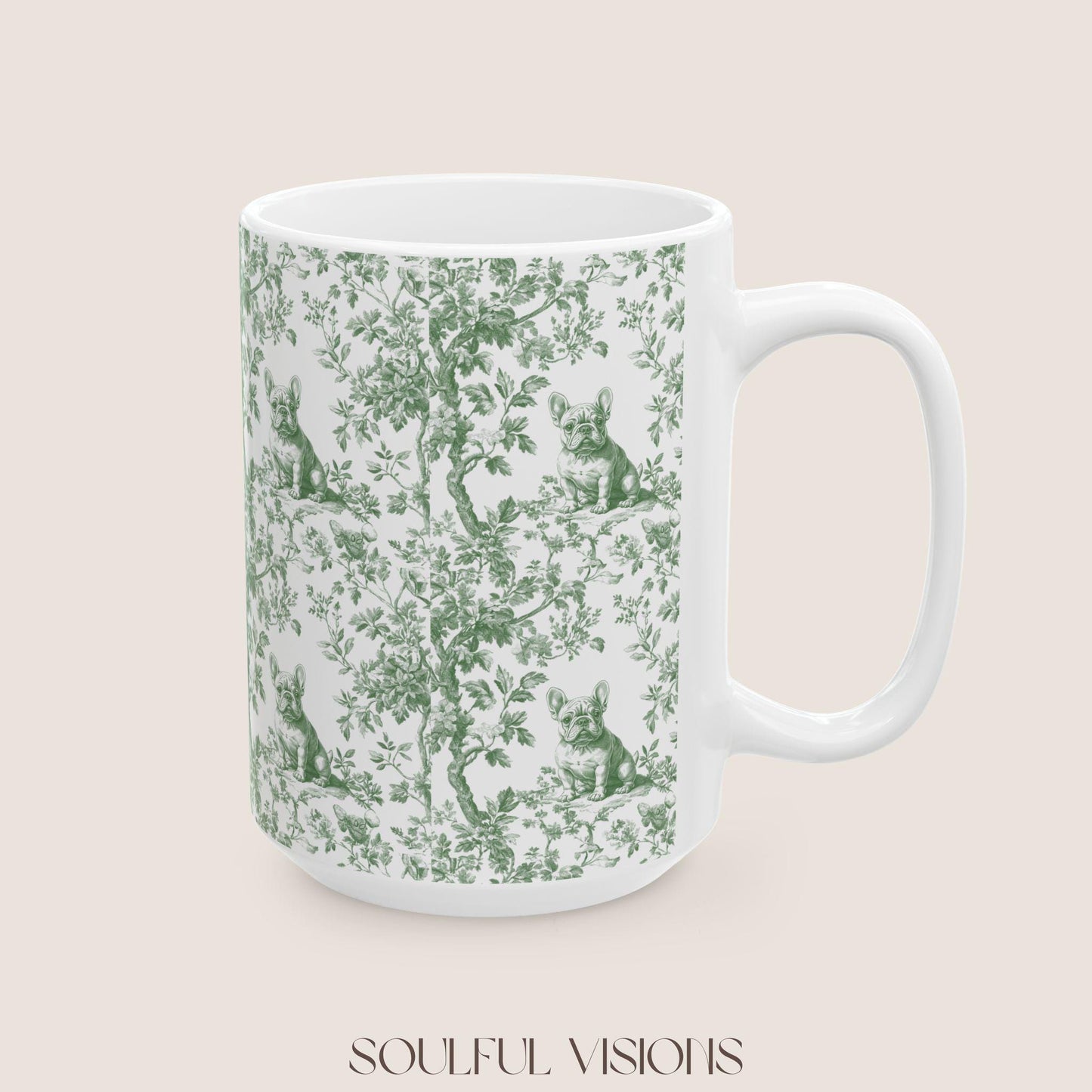 French Bulldog French Toile De Jouy Mug, French Bulldog Mug, Frenchie mom, French Bulldog, French Bulldog Lover gift, Frenchie Coffee Mug