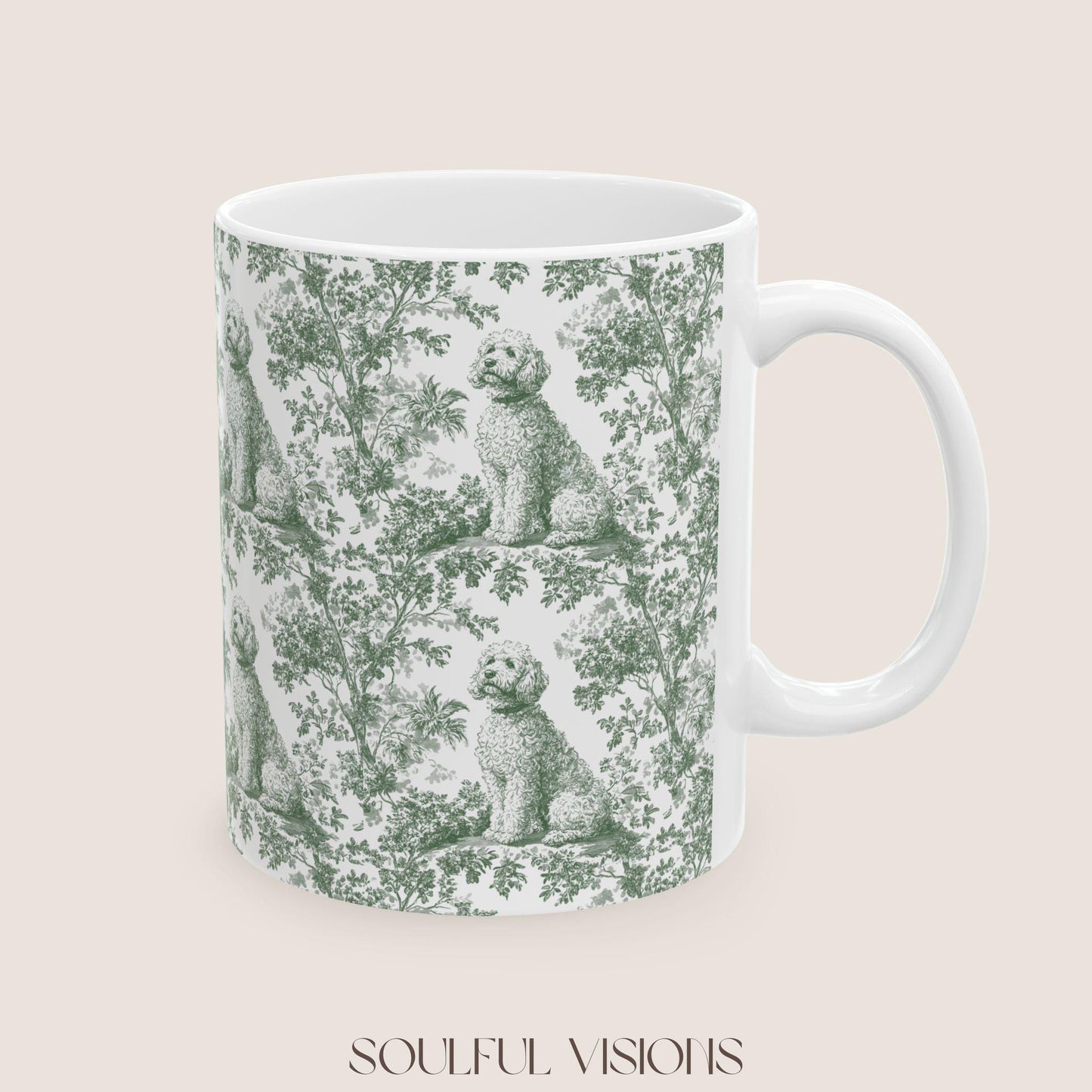 Golden doodle French Pastel Toile de Jouy Mug